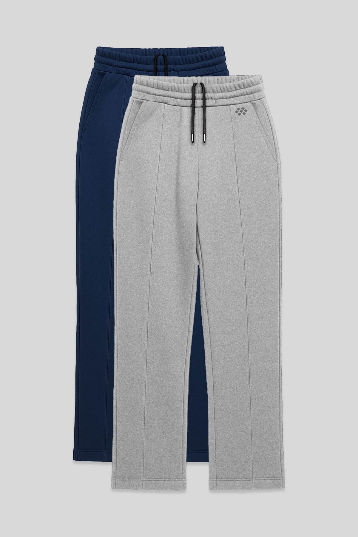 Rahat Form 2'li Paket Gri Melanj-Parlament Büyük Beden Kadın Eşofman Alt - 94654
