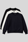 Basic Oversize O-Neck 3-Pack Black-Navy-Ecru Women's Sweatshirt - 97053