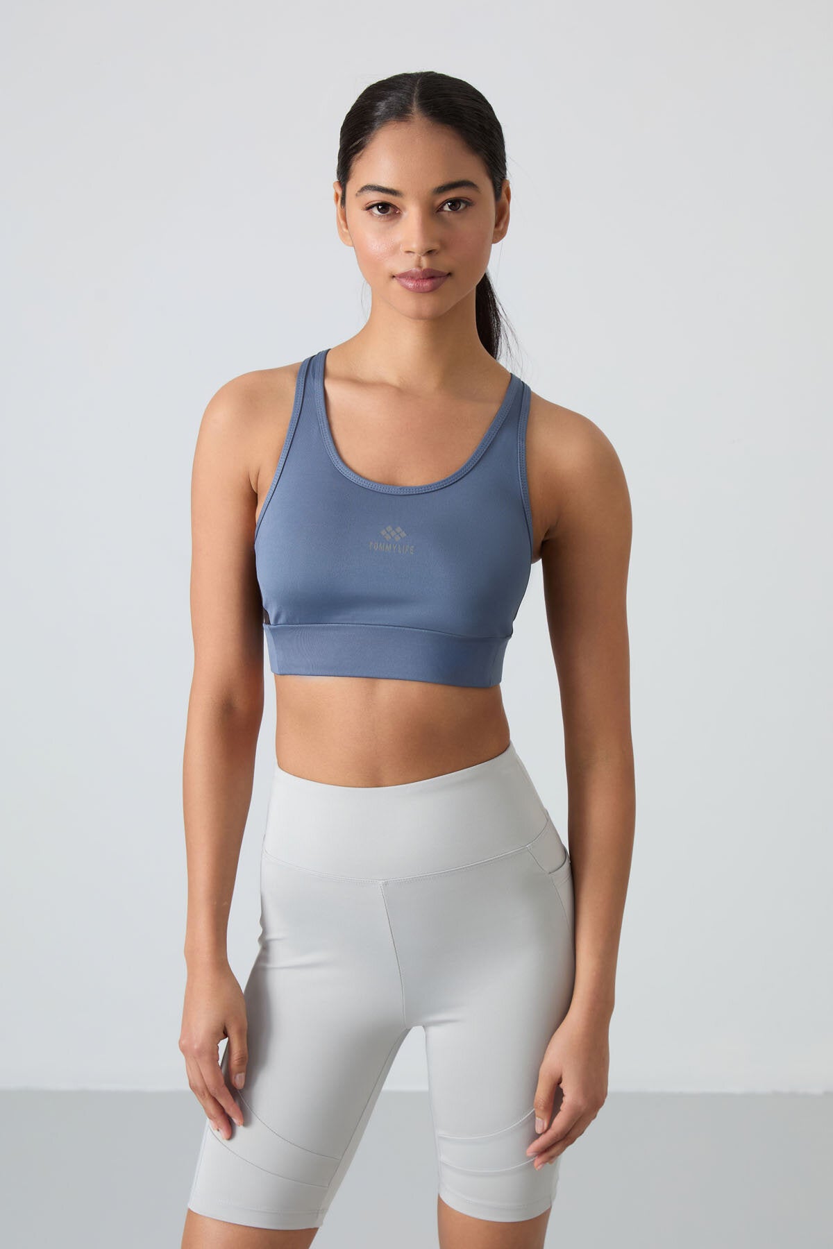 Slim Fit U Yaka 2'li Paket Petrol-Antrasit Kadın Spor Büstiyer - 97121