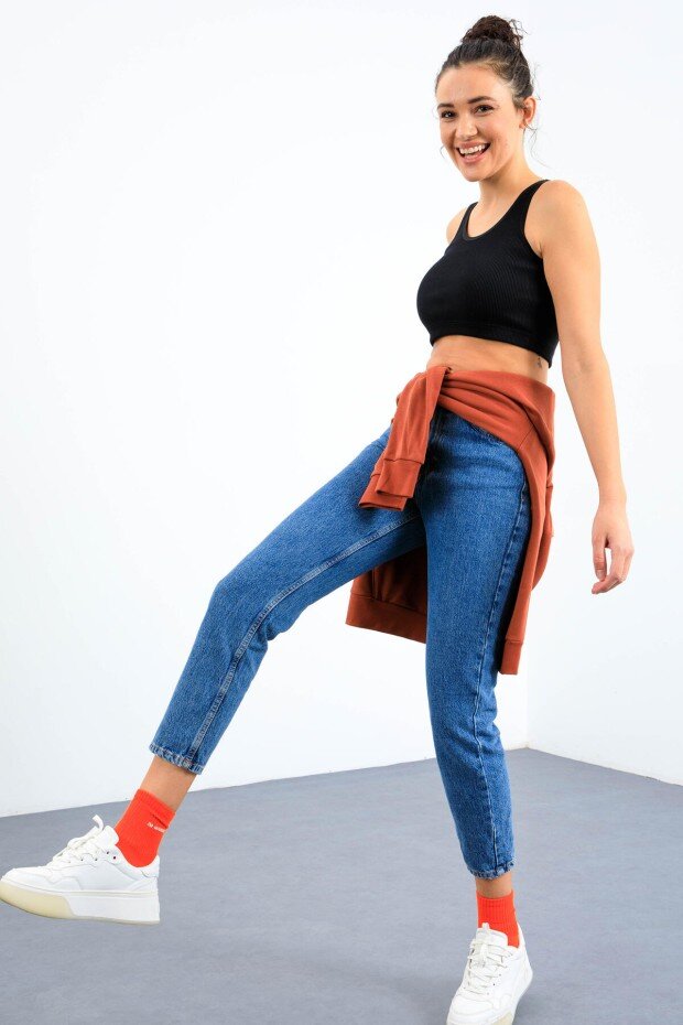 Basic U Yaka 5'li Paket Kadın Crop Top Atlet - 97160