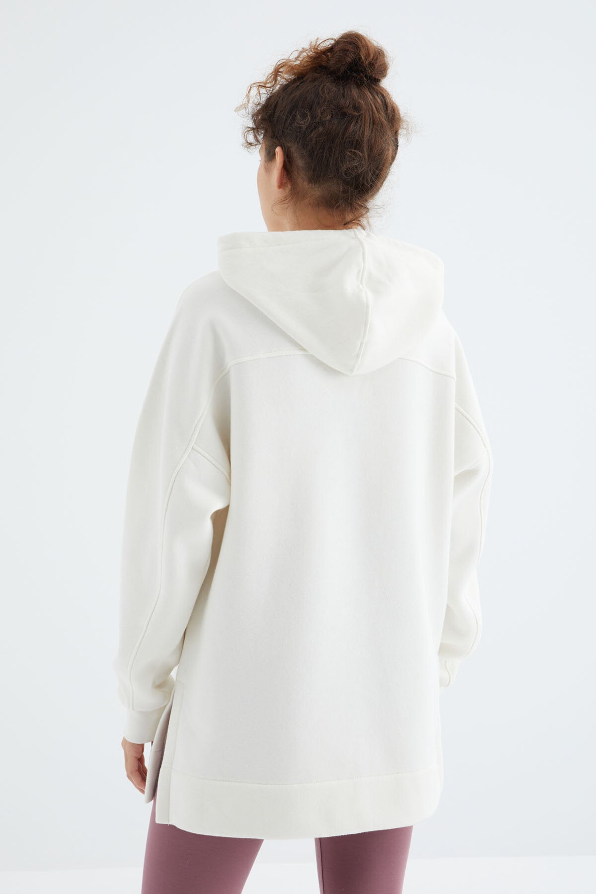 Oversize Kapüşonlu 2'li Paket Ekru-Kahverengi Kadın Tunik Sweatshirt - 97242