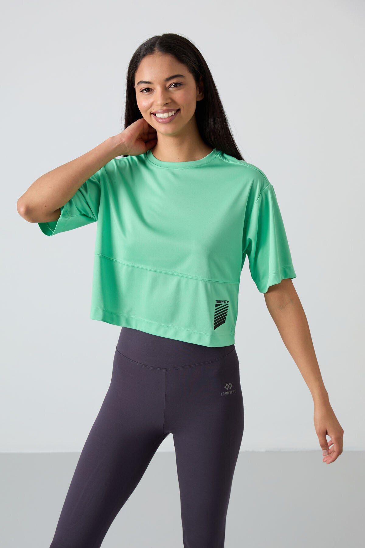 Oversize Fit O Yaka 2'li Paket Beyaz-Su Yeşili Kadın T-Shirt - 97284