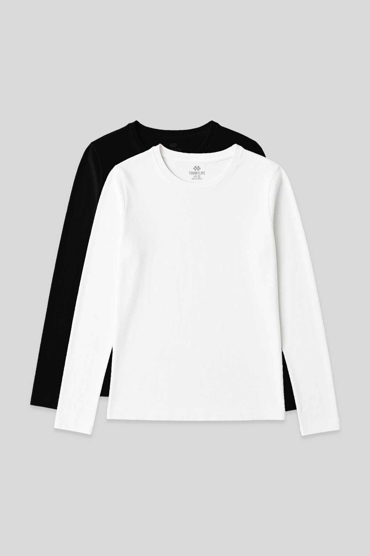 Standart Fit Basic O Yaka 2'li Paket Siyah-Beyaz Kadın T-Shirt - 97312