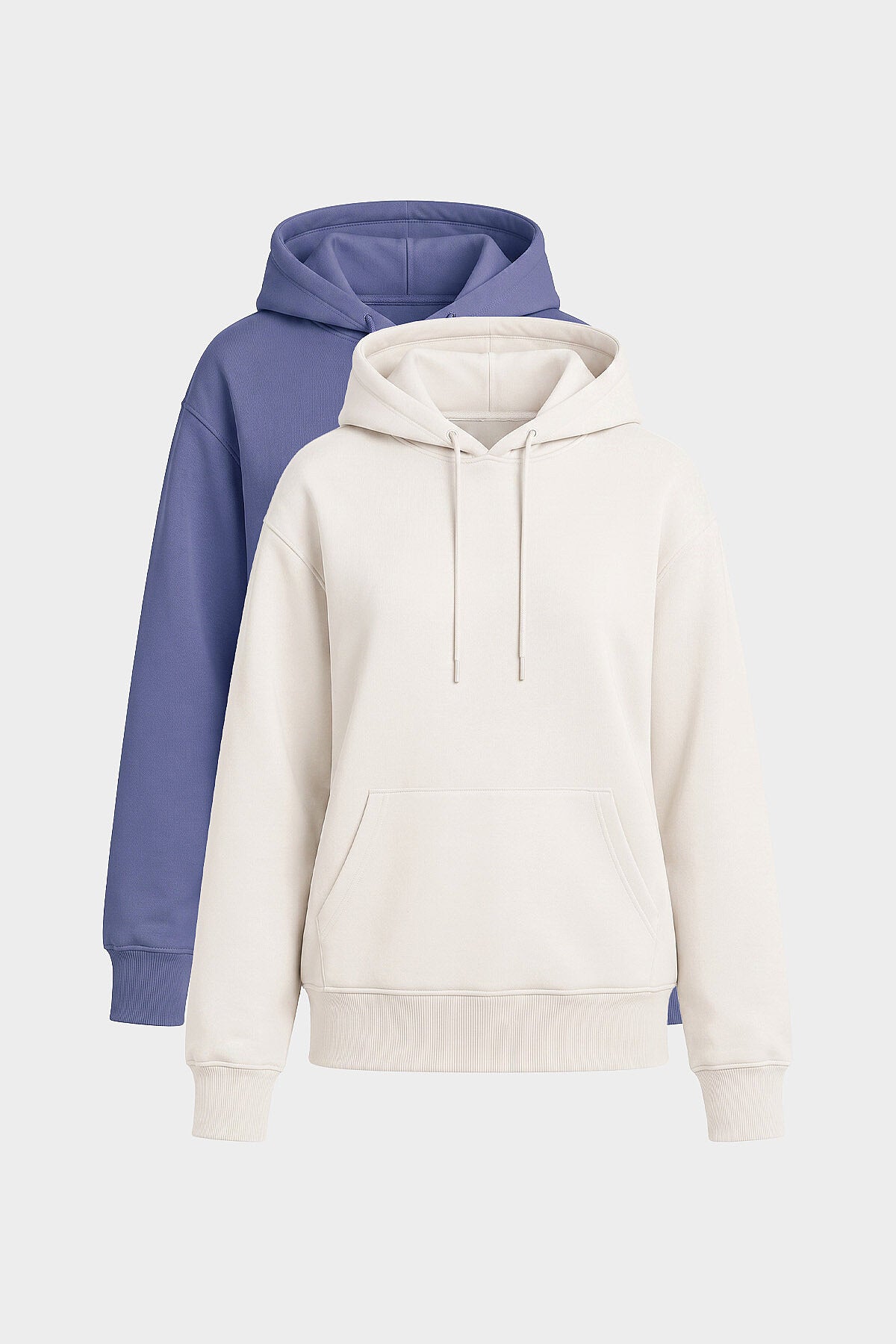 Standart Kapüşonlu 2'li Paket Ekru-Eflatun Kadın Sweatshirt - 97321
