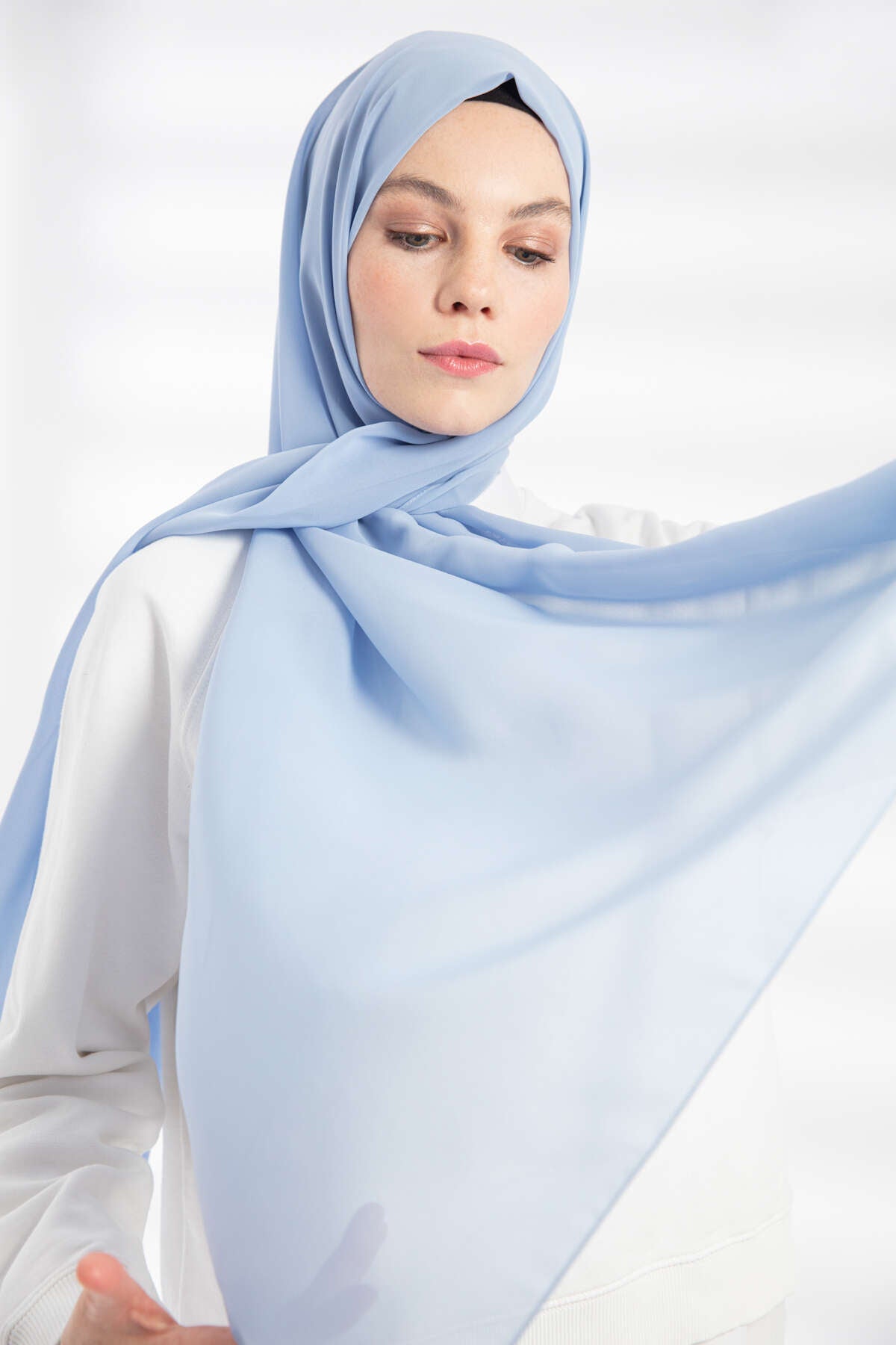 Şifon Şal - Bebe Mavisi