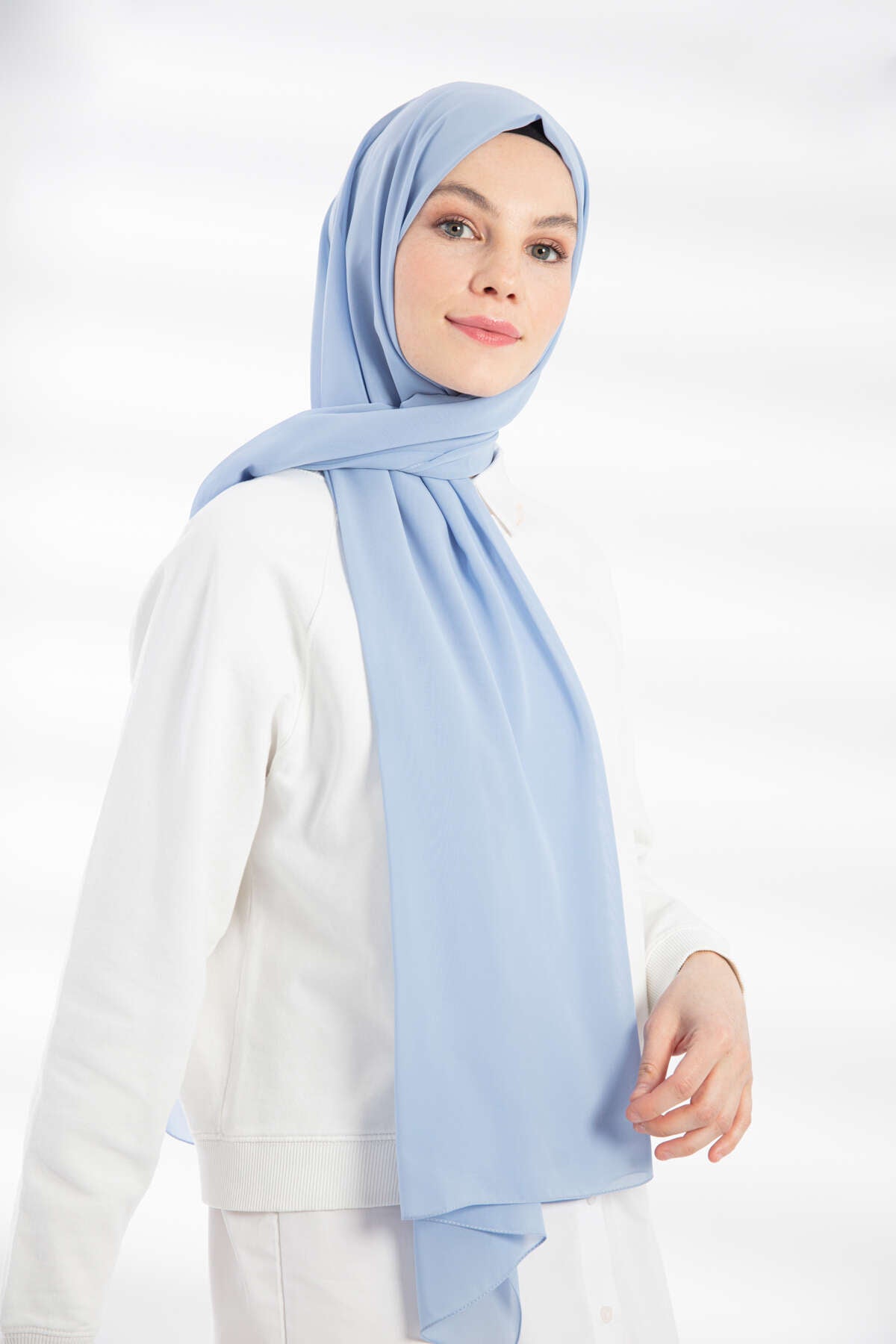 Şifon Şal - Bebe Mavisi