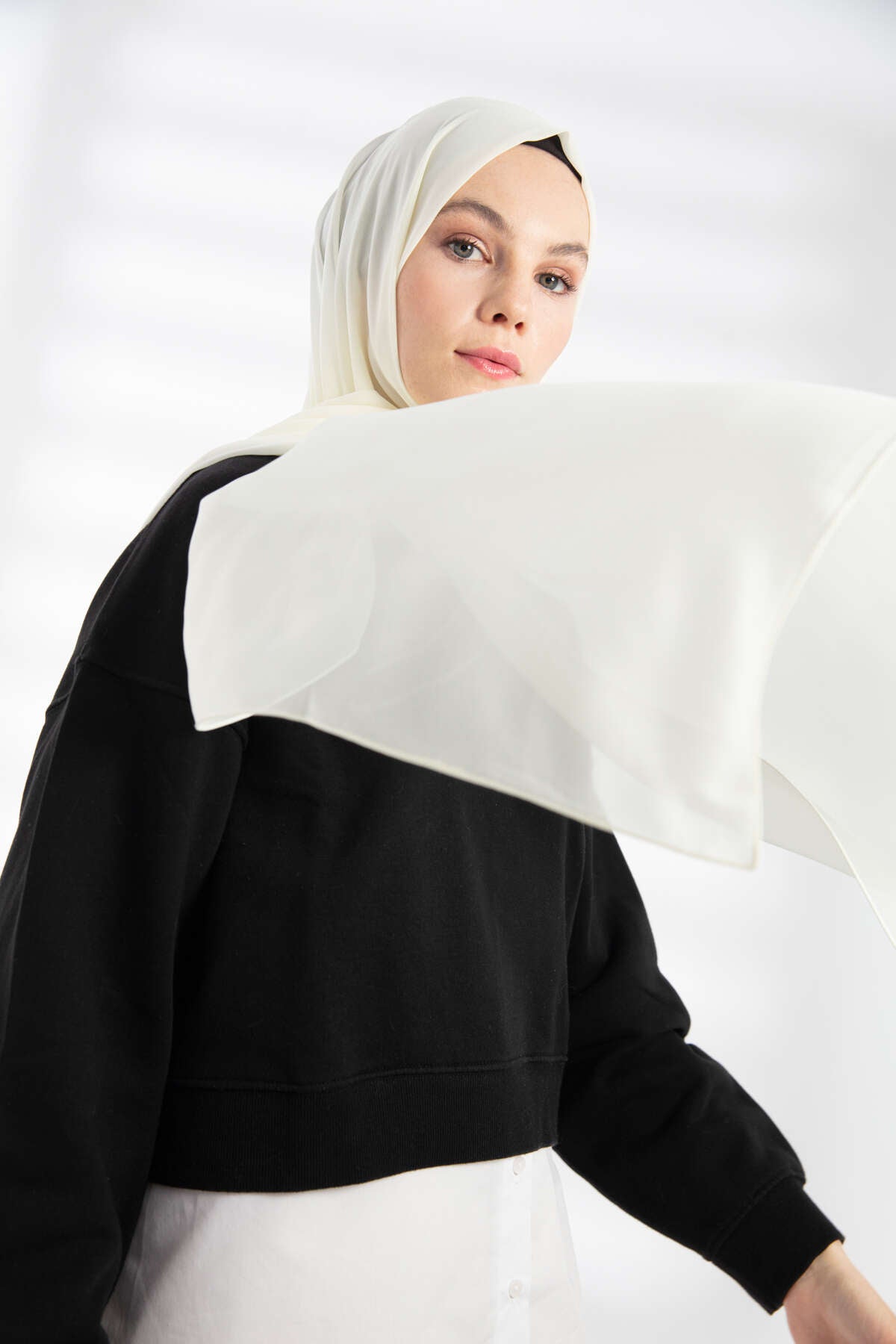 Şifon Şal - Fildişi