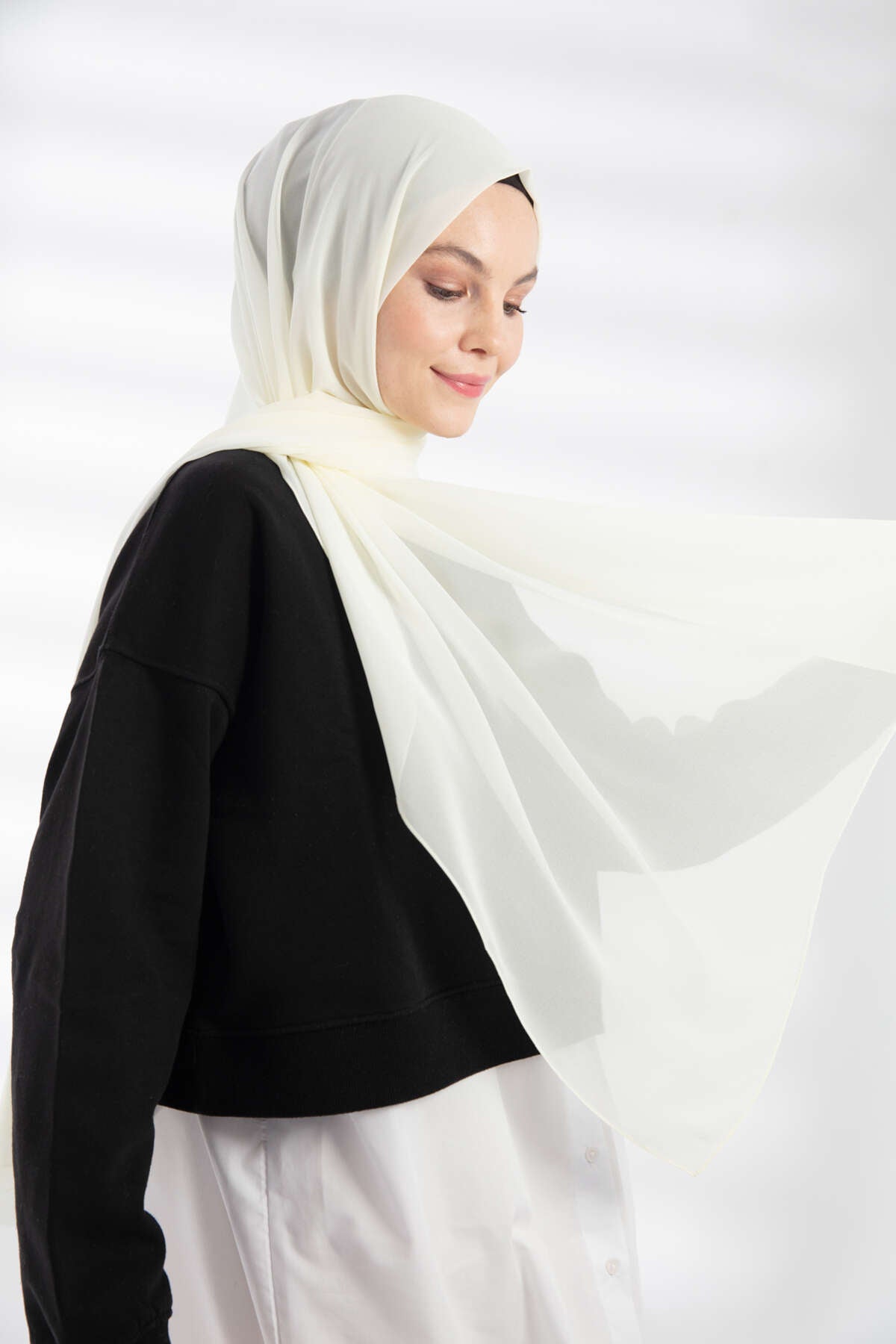 Şifon Şal - Fildişi