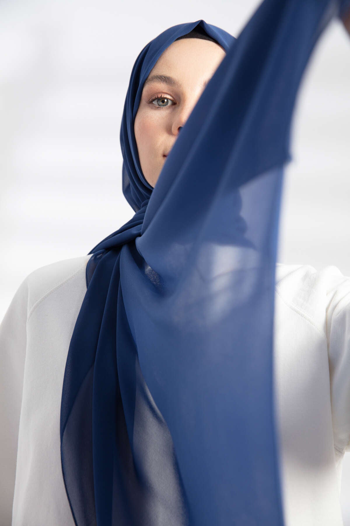 Şifon Şal - İndigo