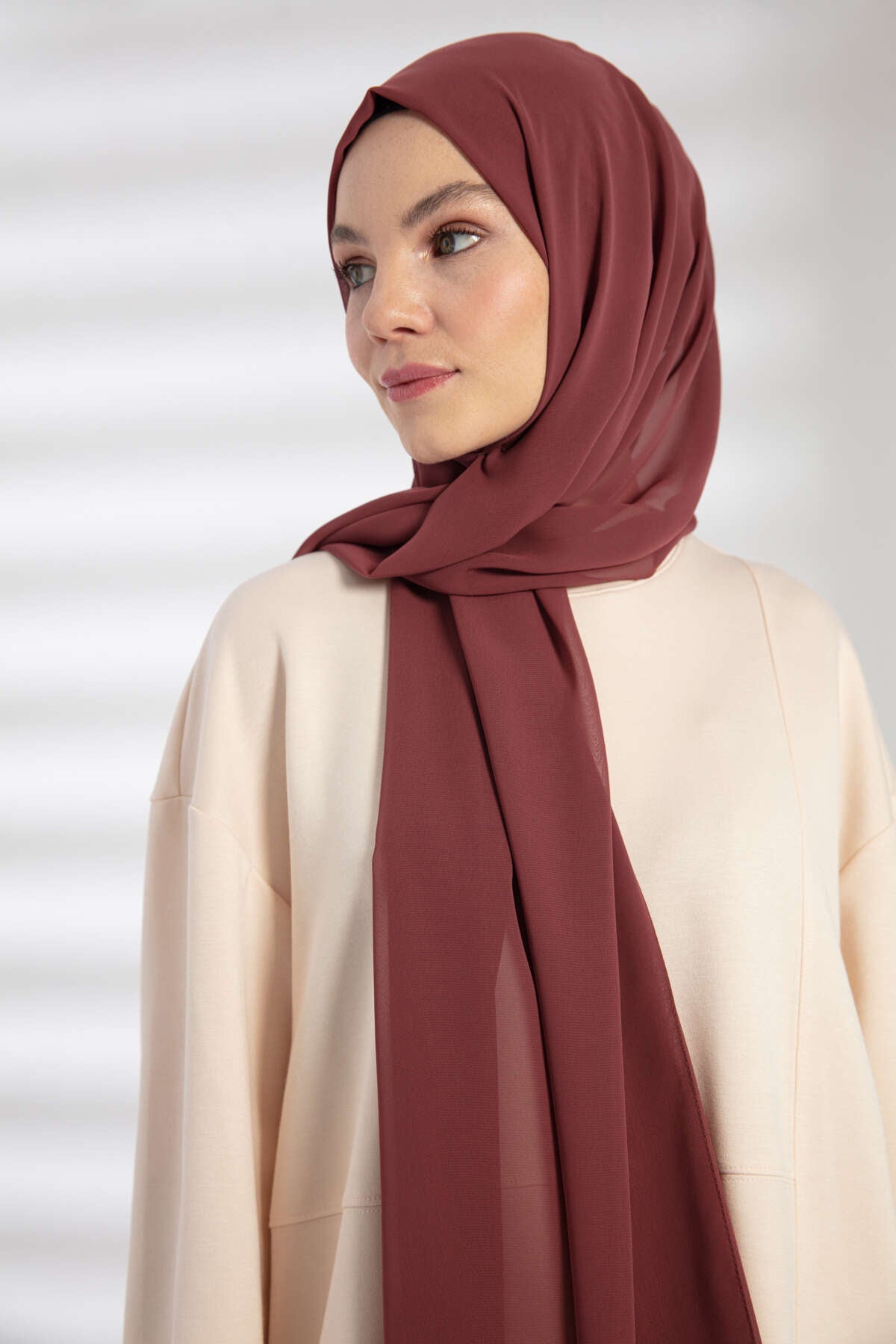 Şifon Şal - Kuru Gül