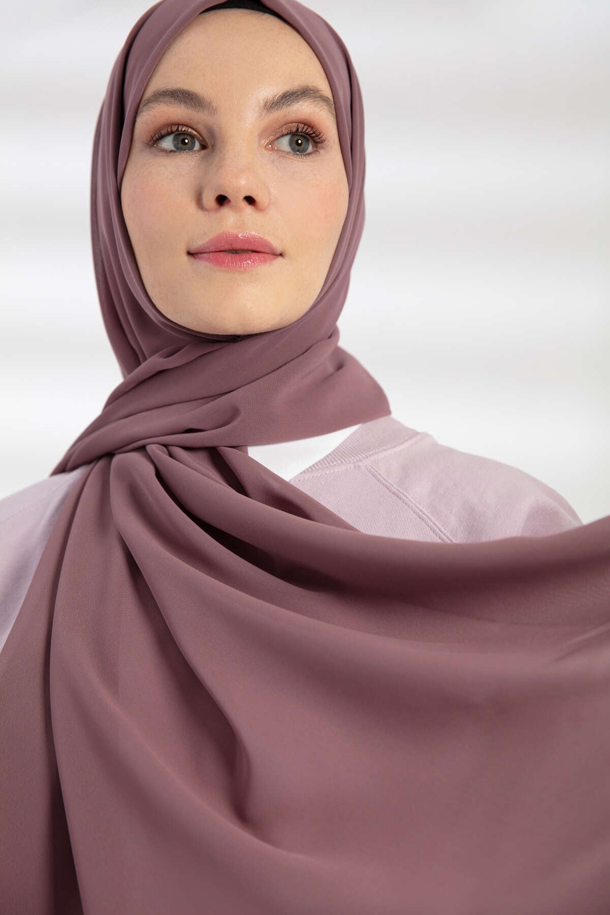 Şifon Şal - Leylak Vizon