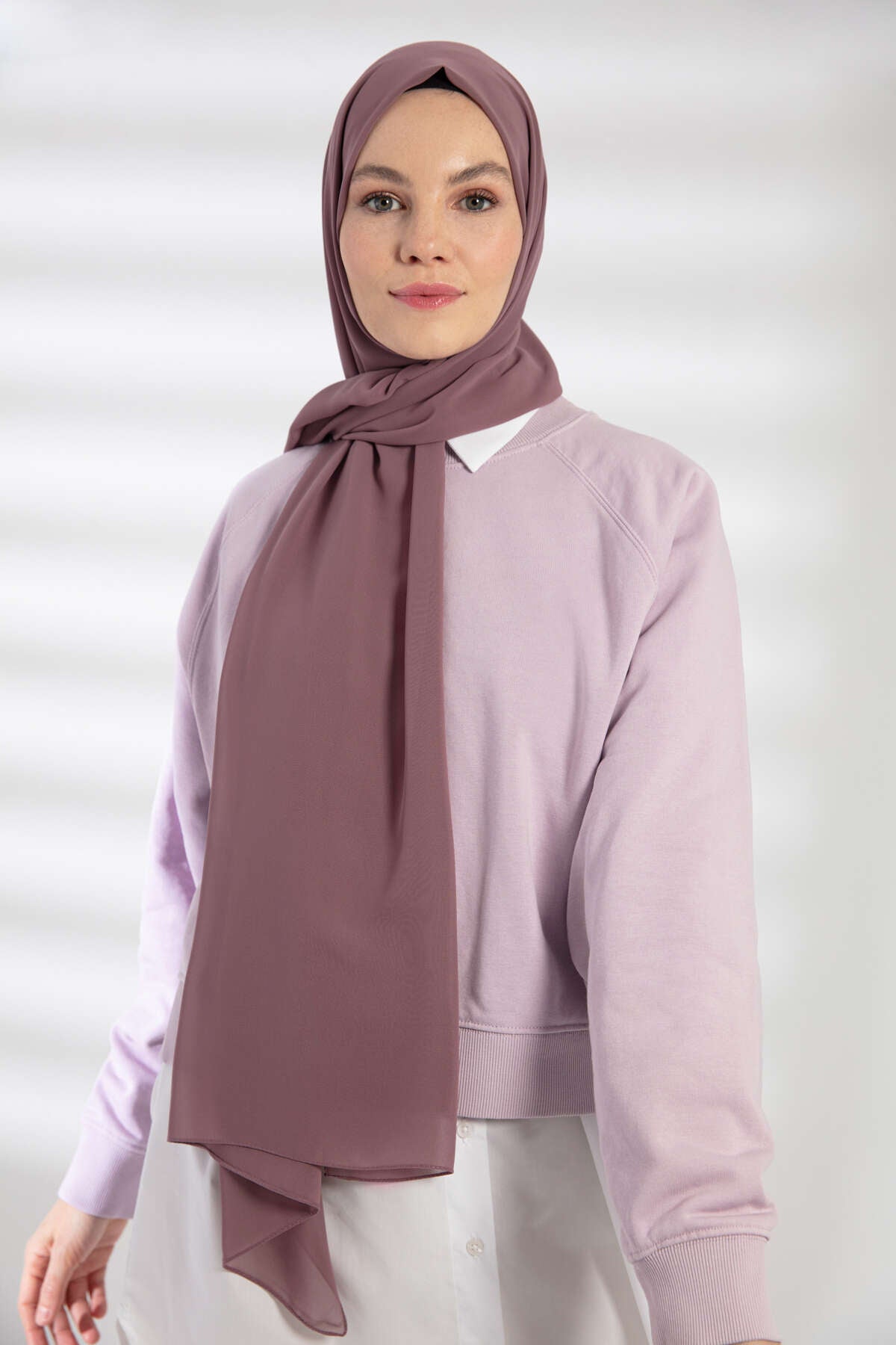 Şifon Şal - Leylak Vizon