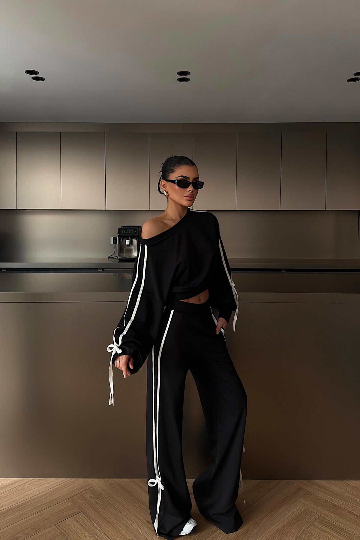 Siyah Calesia Eşofman Takımı ATE-4455