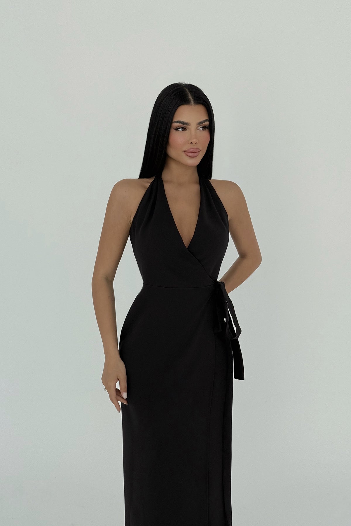 Siyah Adria Uzun Elbise ATE-2607