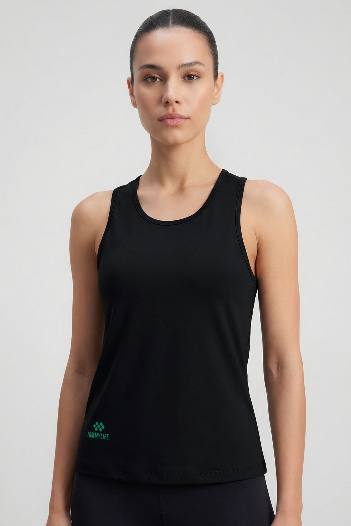 Siyah Standart Fit Çapraz Sırt Detaylı Kadın Spor Atlet - 97296