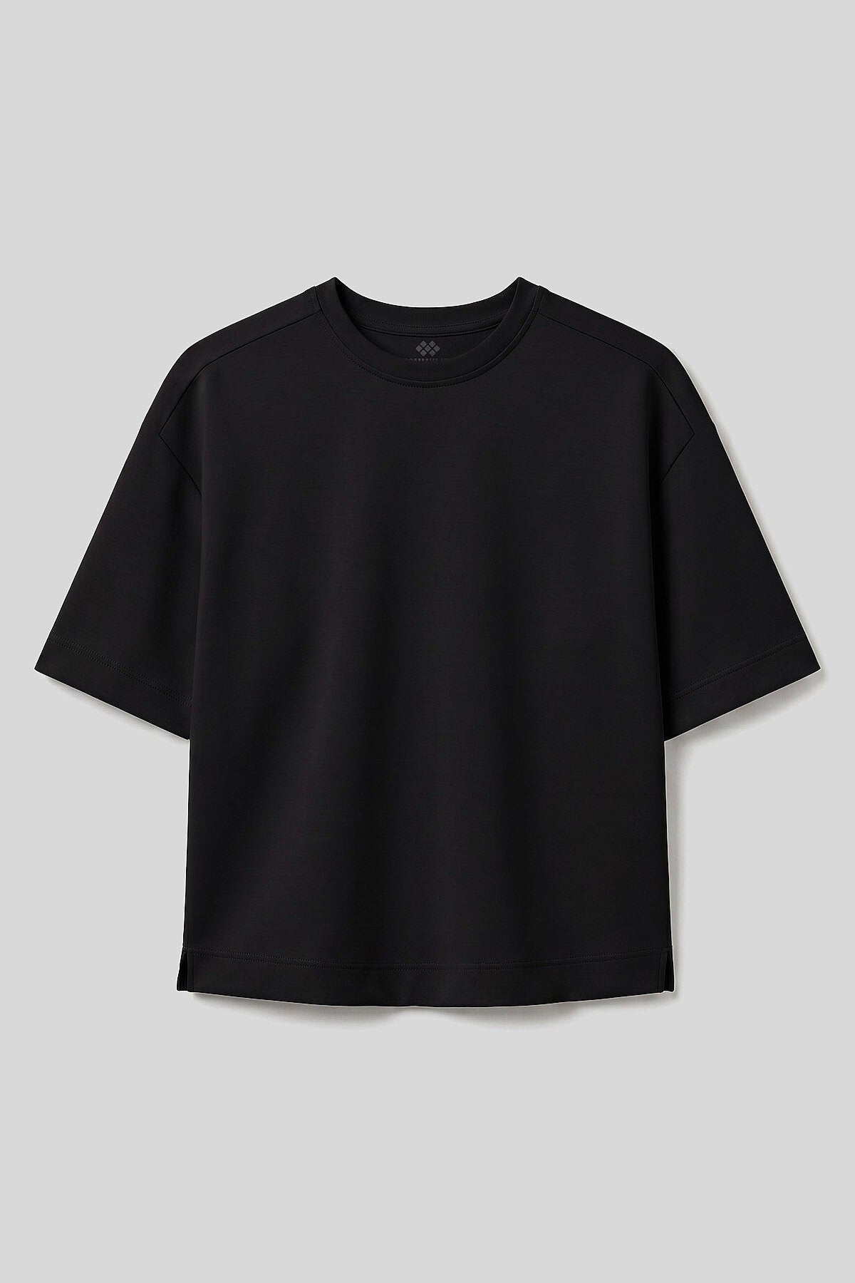 Siyah O Yaka Oversize Kısa Kollu Kadın T-Shirt - 97316