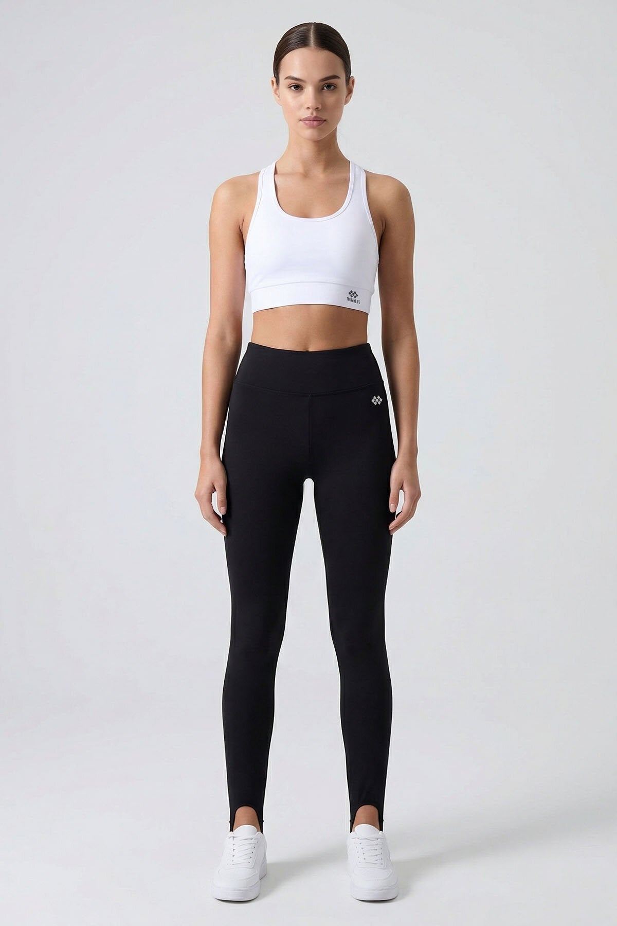 Siyah Standart Fit Esnek Spor Performans Kadın Topuklu Tayt - 94685