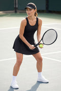 Siyah İçi Taytlı Kadın Tenis Elbise - 97320