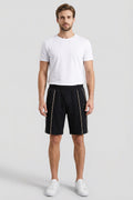 Black-Beige Oversize Fit Basic Front Stitch Detailed Men's Shorts - 81283
