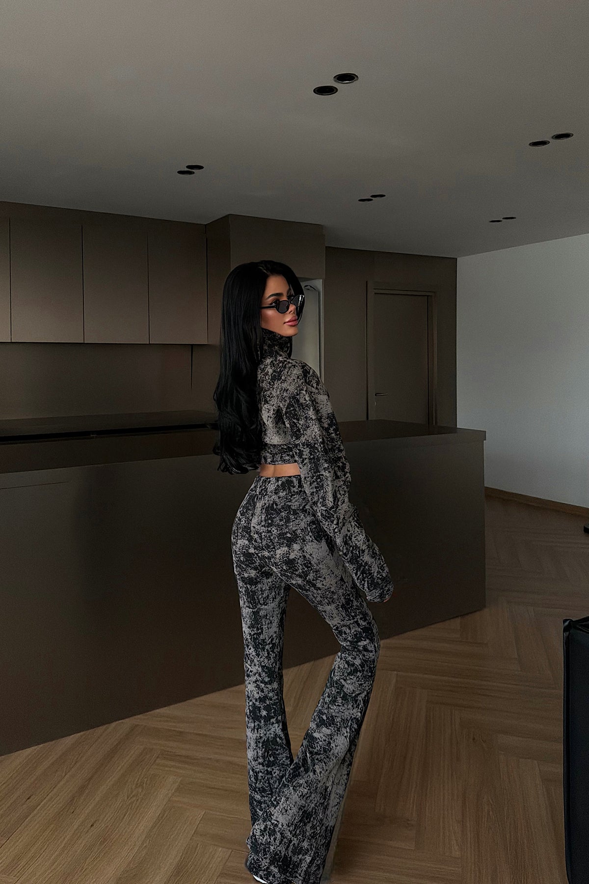 Siyah Polena Eşofman Takımı ATE-4332