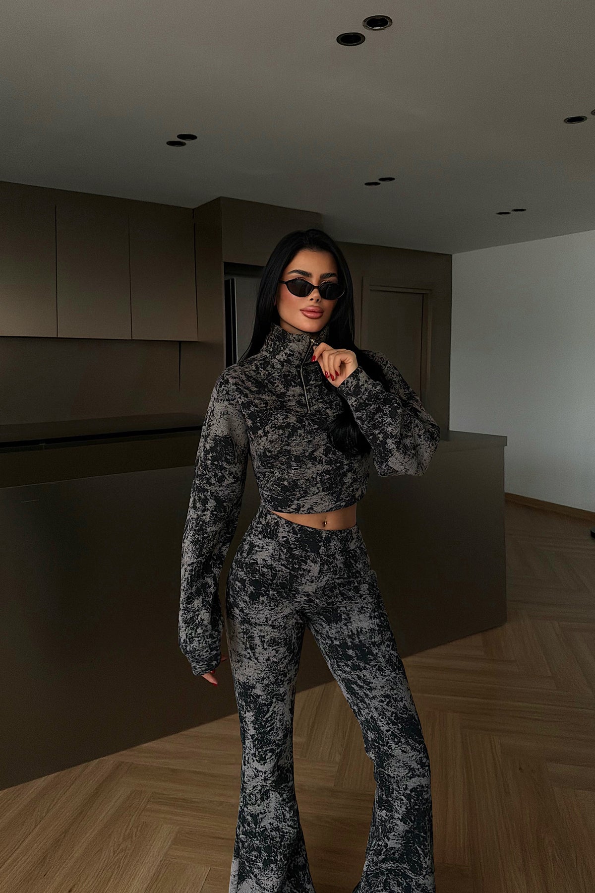 Siyah Polena Eşofman Takımı ATE-4332