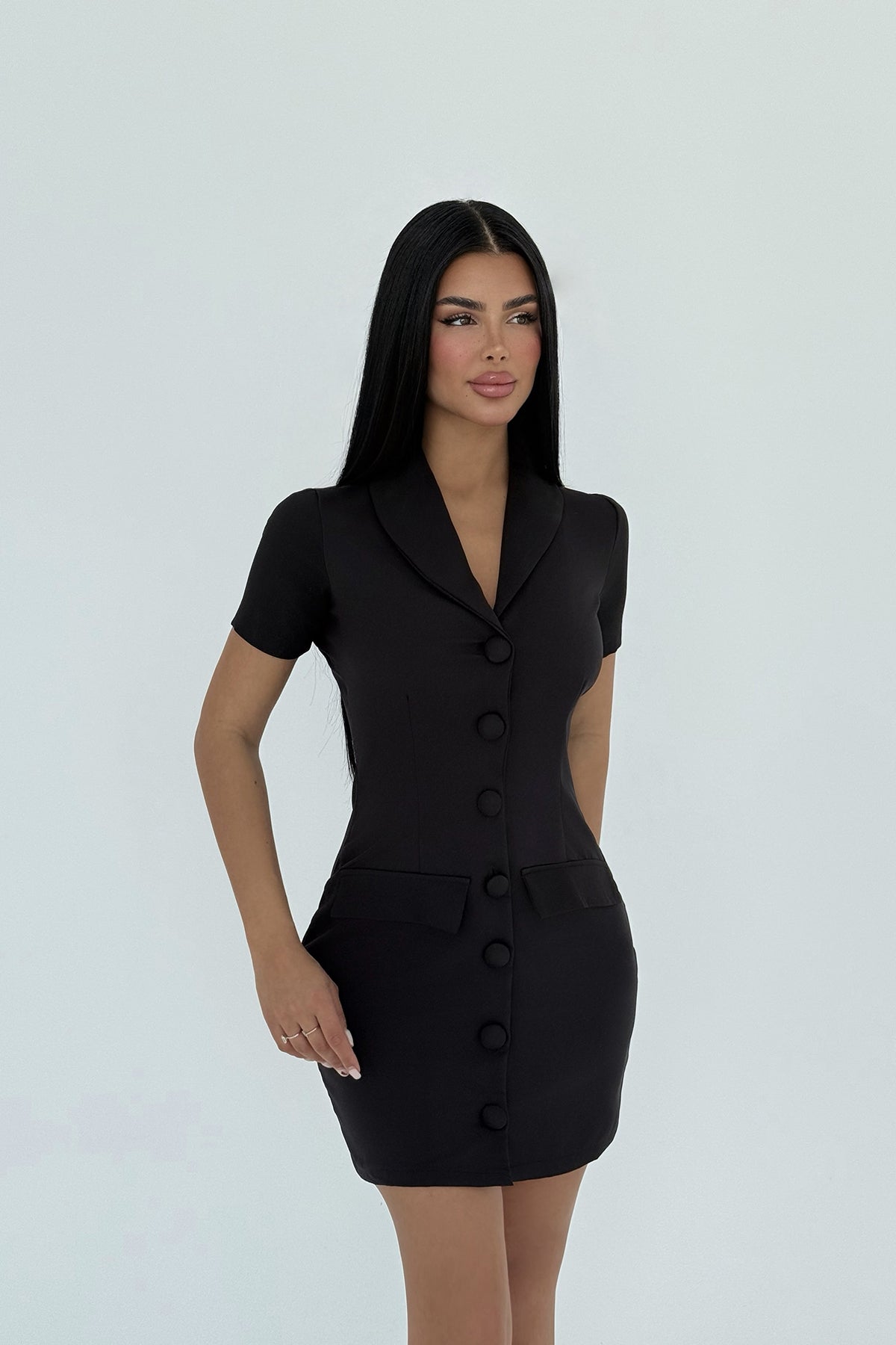 Siyah Lady Mini Elbise ATE-2460