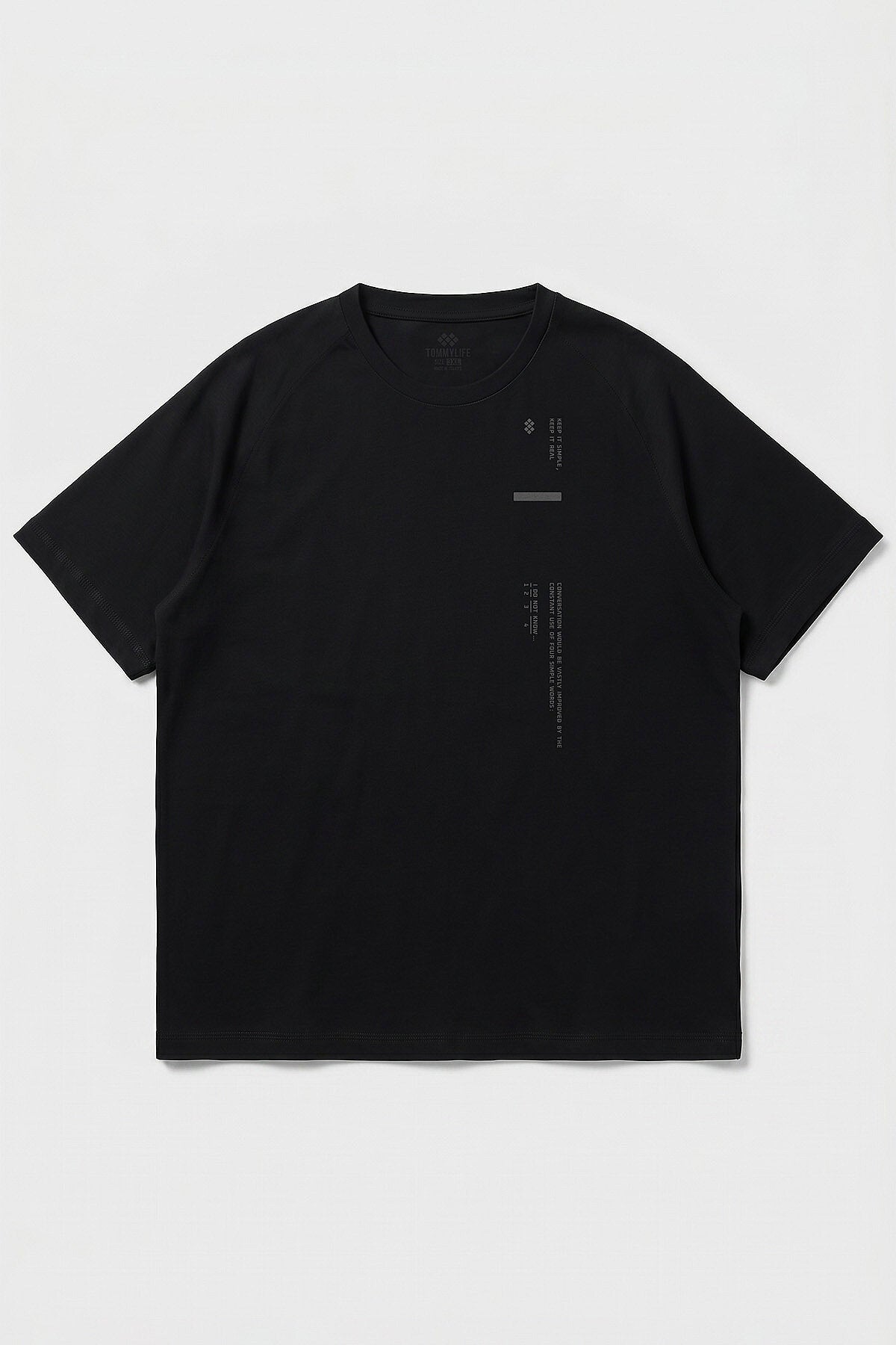 Siyah Baskılı Battal Büyük Beden Kısa Kollu Erkek T-Shirt - 88465
