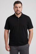 Siyah Polo Yaka Büyük Beden Battal Erkek T-Shirt - 88511
