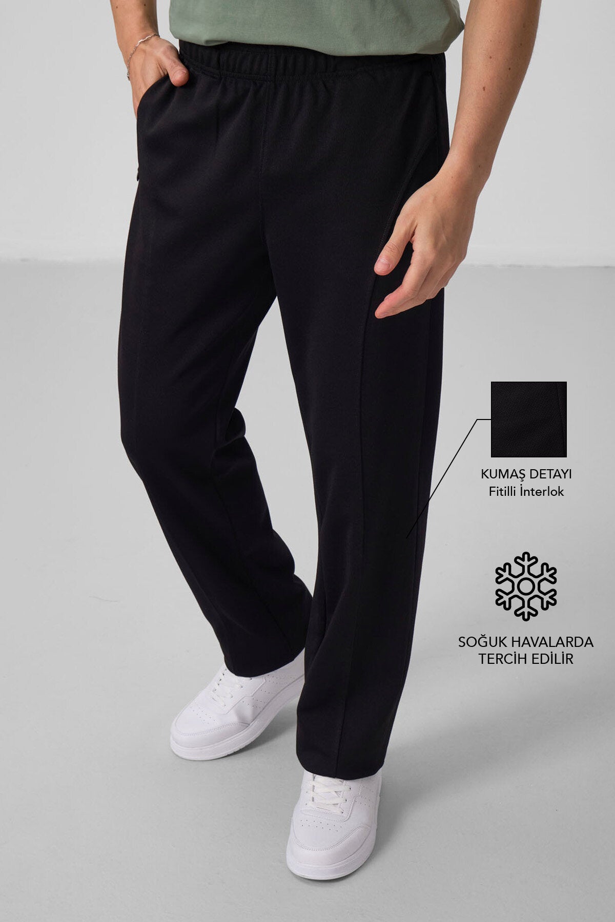 Siyah Yüzeyi Dokulu Standart Fit Palazzo Erkek Pantolon - 82171