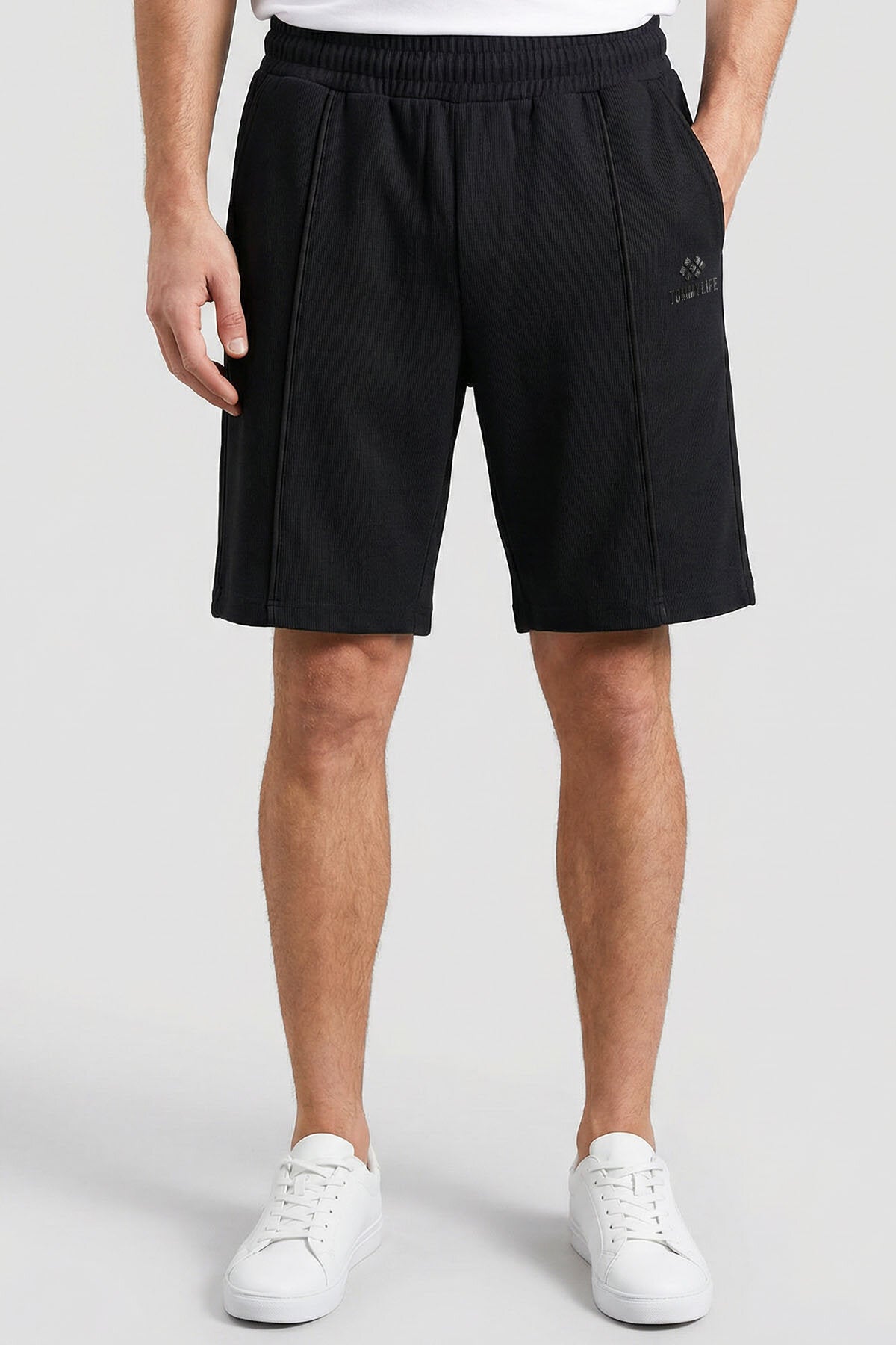 Siyah Oversize Fit Basic Ön Dikiş Detaylı Erkek Şort - 81283