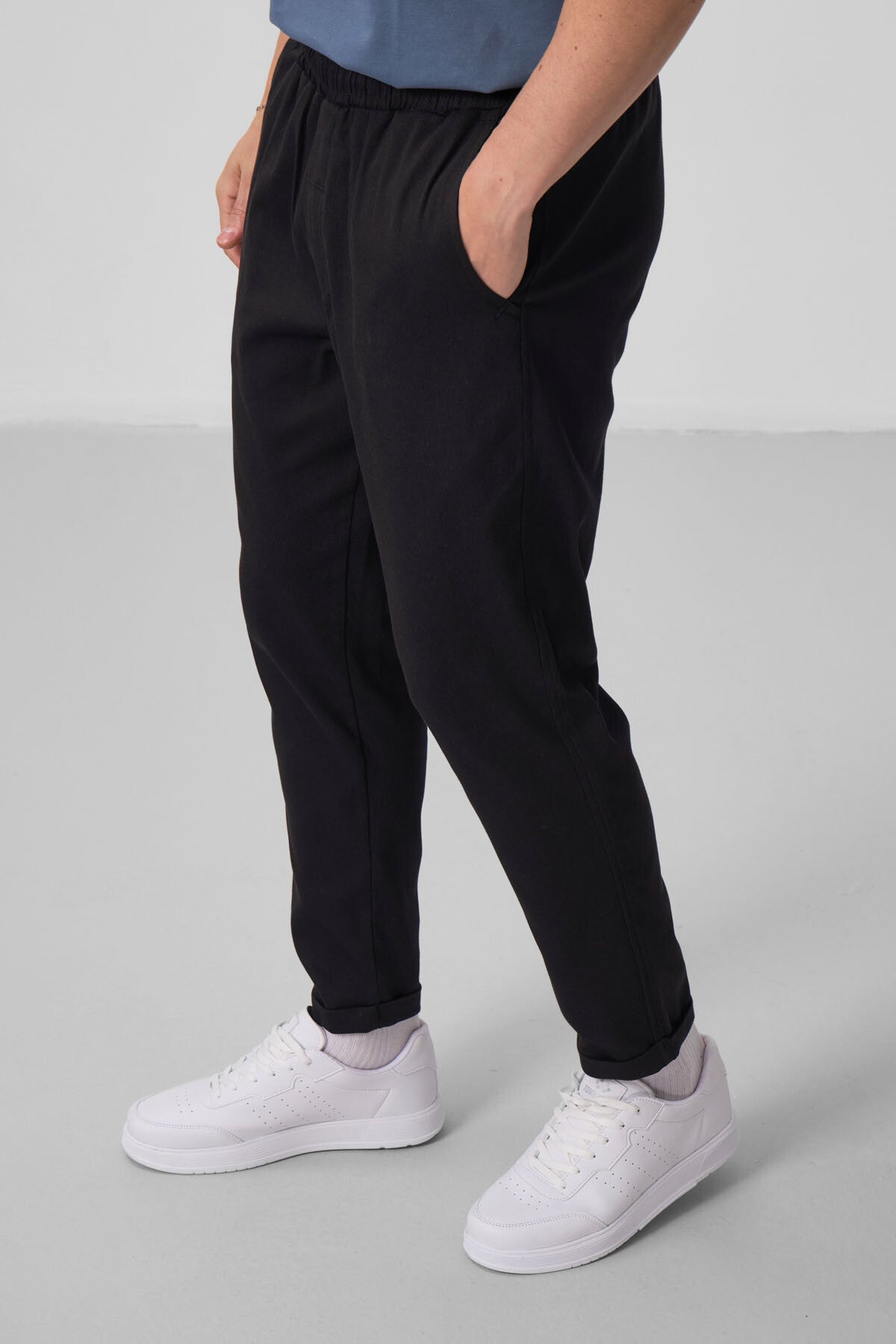 Siyah Standart Fit Dokuma Hafif Esnek Chino Erkek Pantolon - 82175