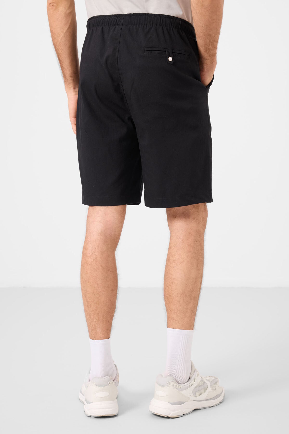 Siyah Standart Fit Dokuma Hafif Esnek Chino Erkek Şort - 81291