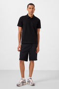 Black Standard Fit Woven Light Stretch Chino Men's Shorts - 81293