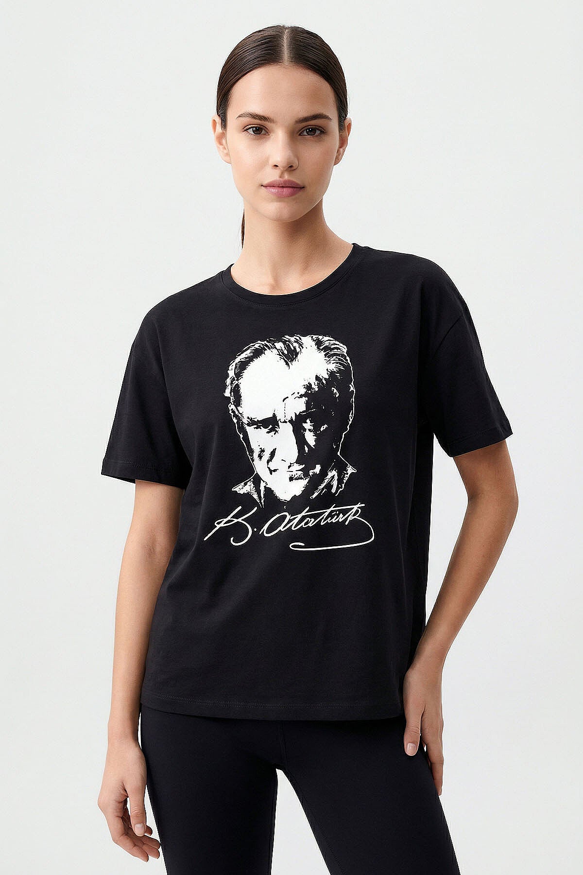 Siyah Ay Yıldız Baskılı Unisex T-Shirt - 88510