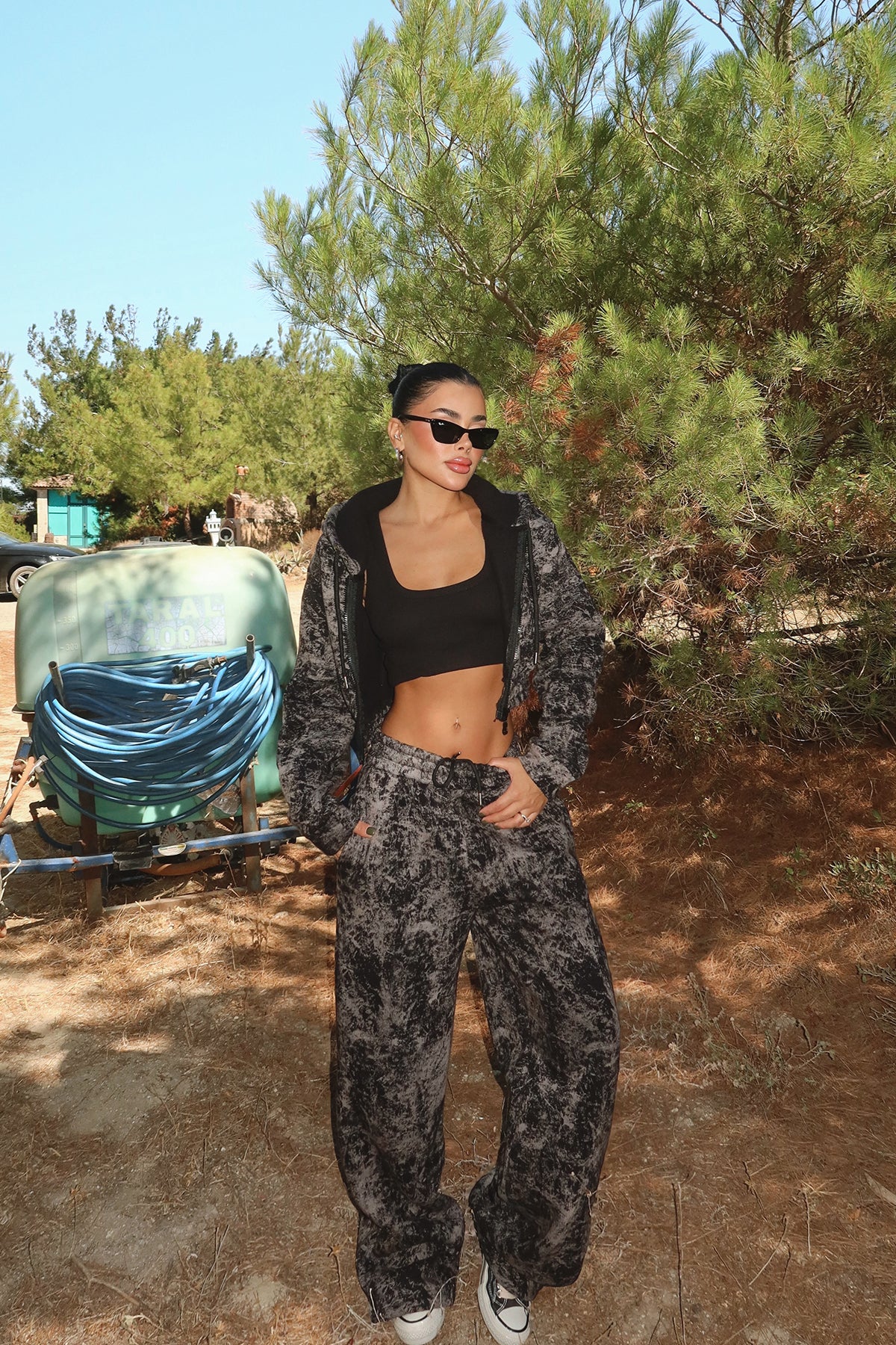 Siyah Joelle Desenli Eşofman Takım ATE-3642