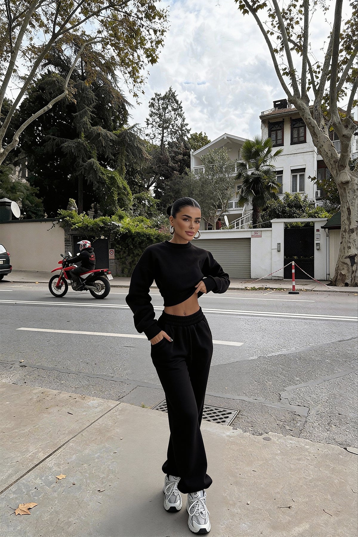 Siyah Fluid Eşofman Takım ATE-3702