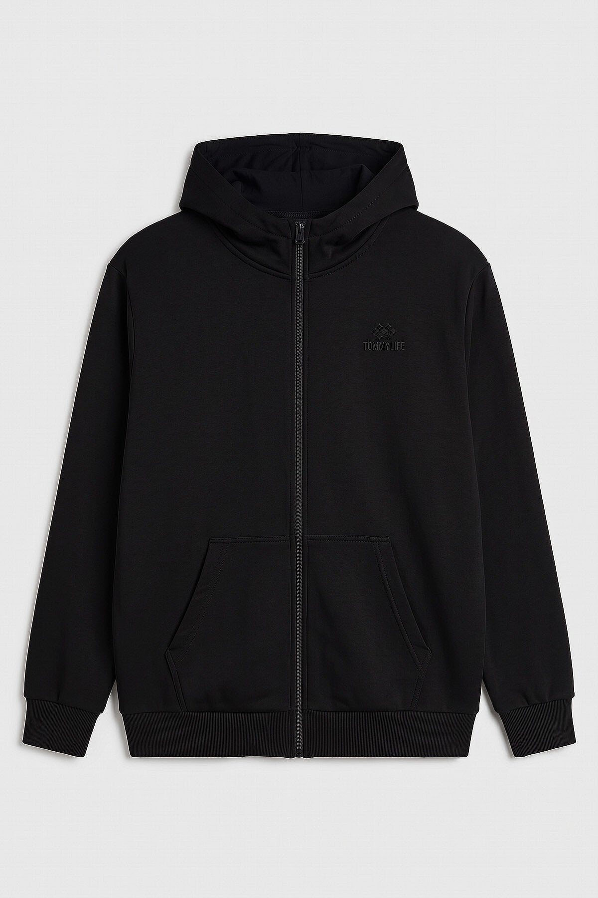 Siyah Fermuarlı Büyük Beden Erkek Sweatshirt - 88124