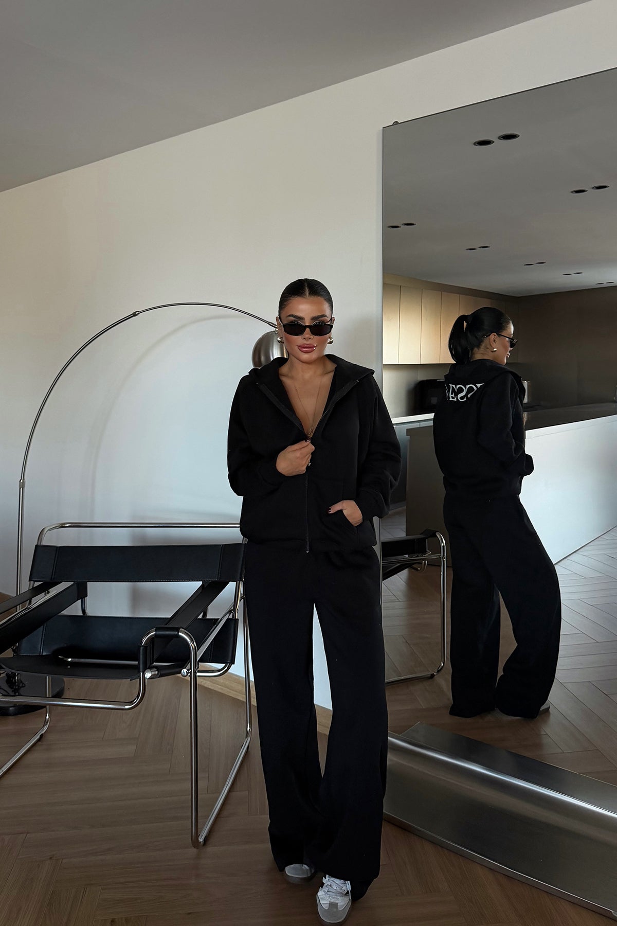 Siyah Bonny Fermuarlı Eşofman Takımı ATE-3869