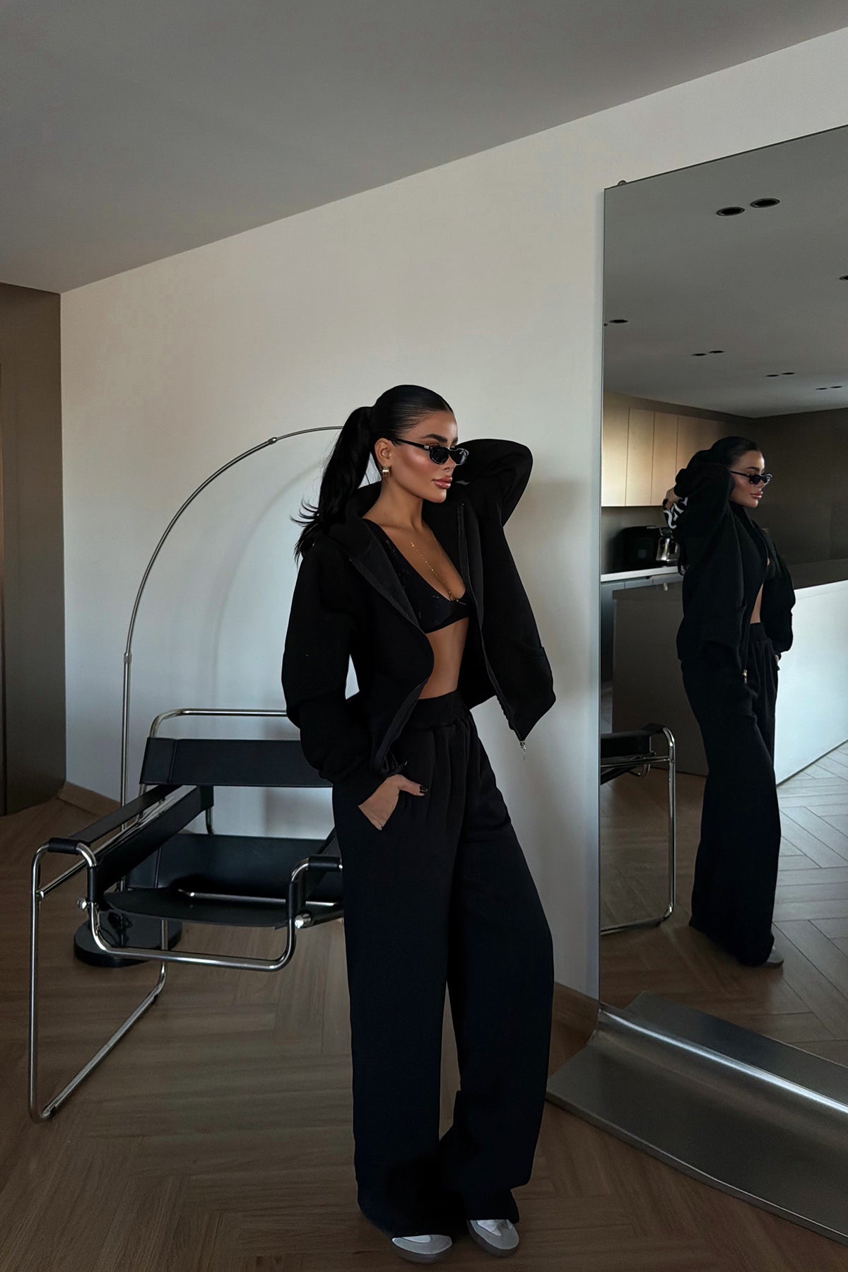 Siyah Bonny Fermuarlı Eşofman Takımı ATE-3869