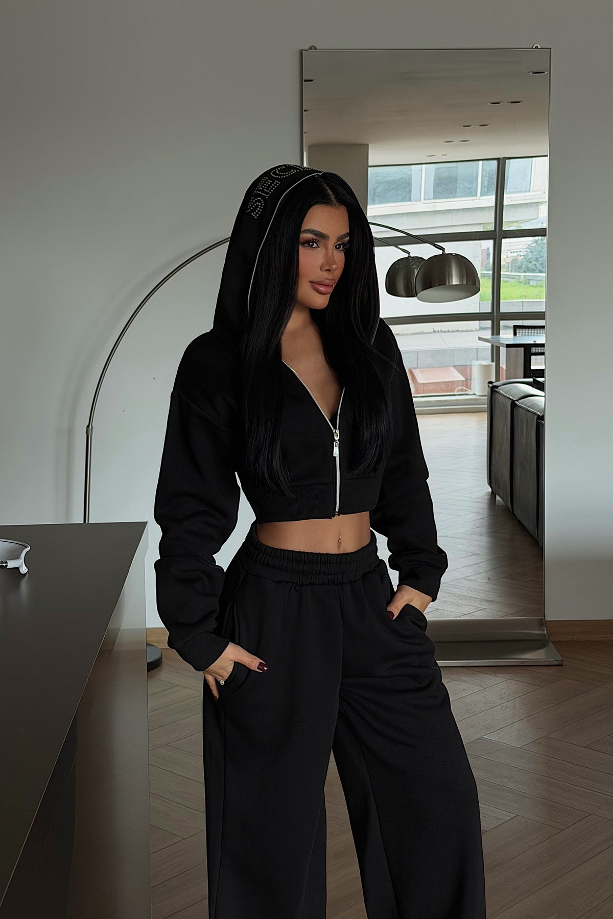 Siyah Jayla eşofman takımı ATE-4156