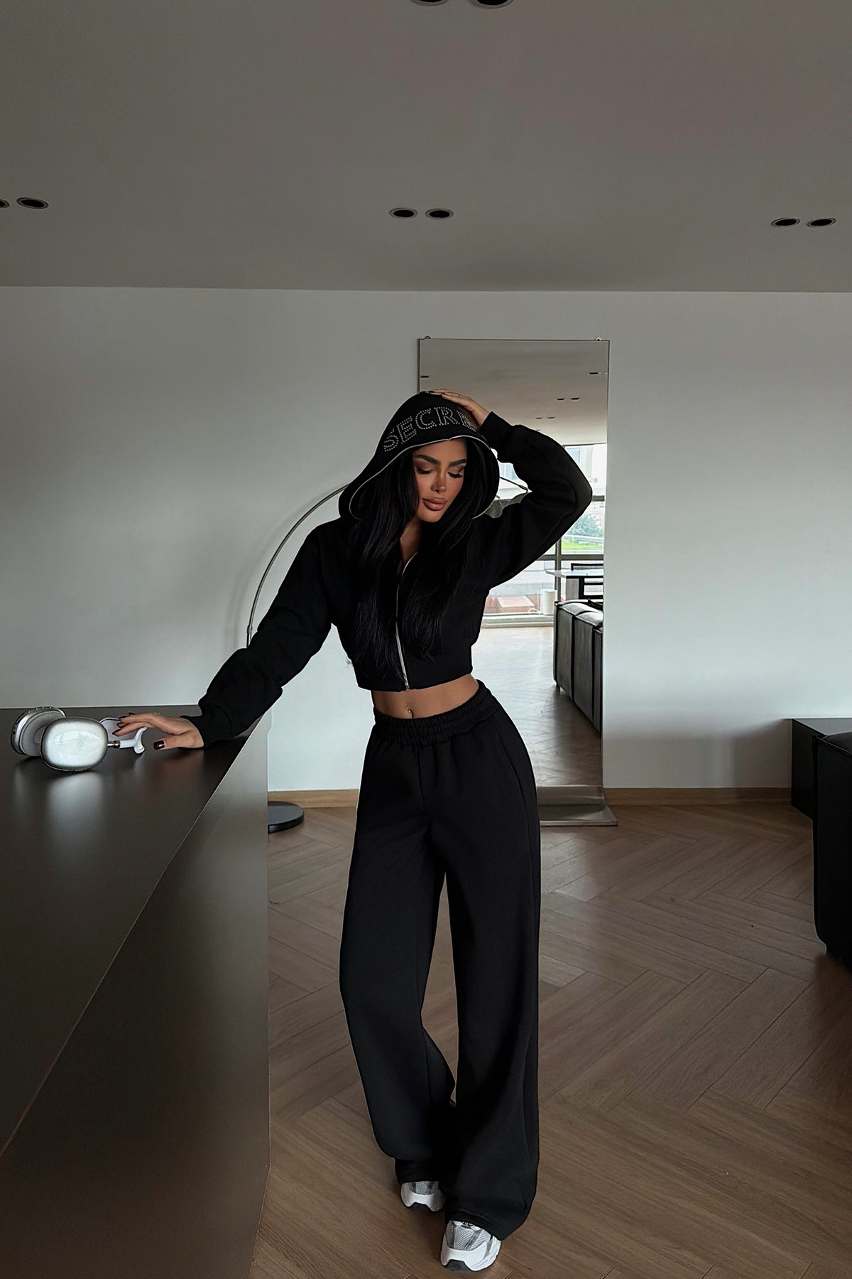 Siyah Jayla eşofman takımı ATE-4156