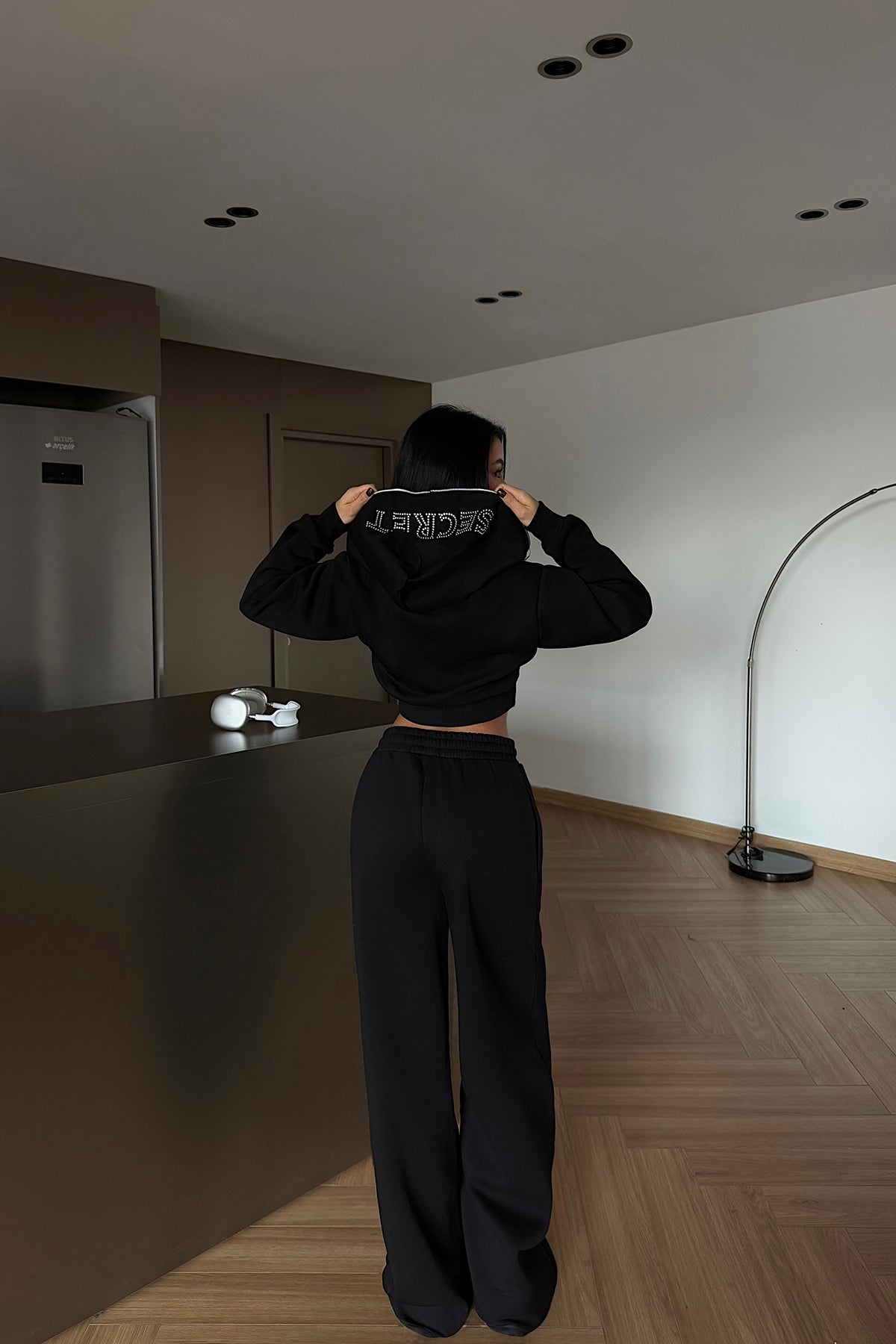 Siyah Jayla eşofman takımı ATE-4156