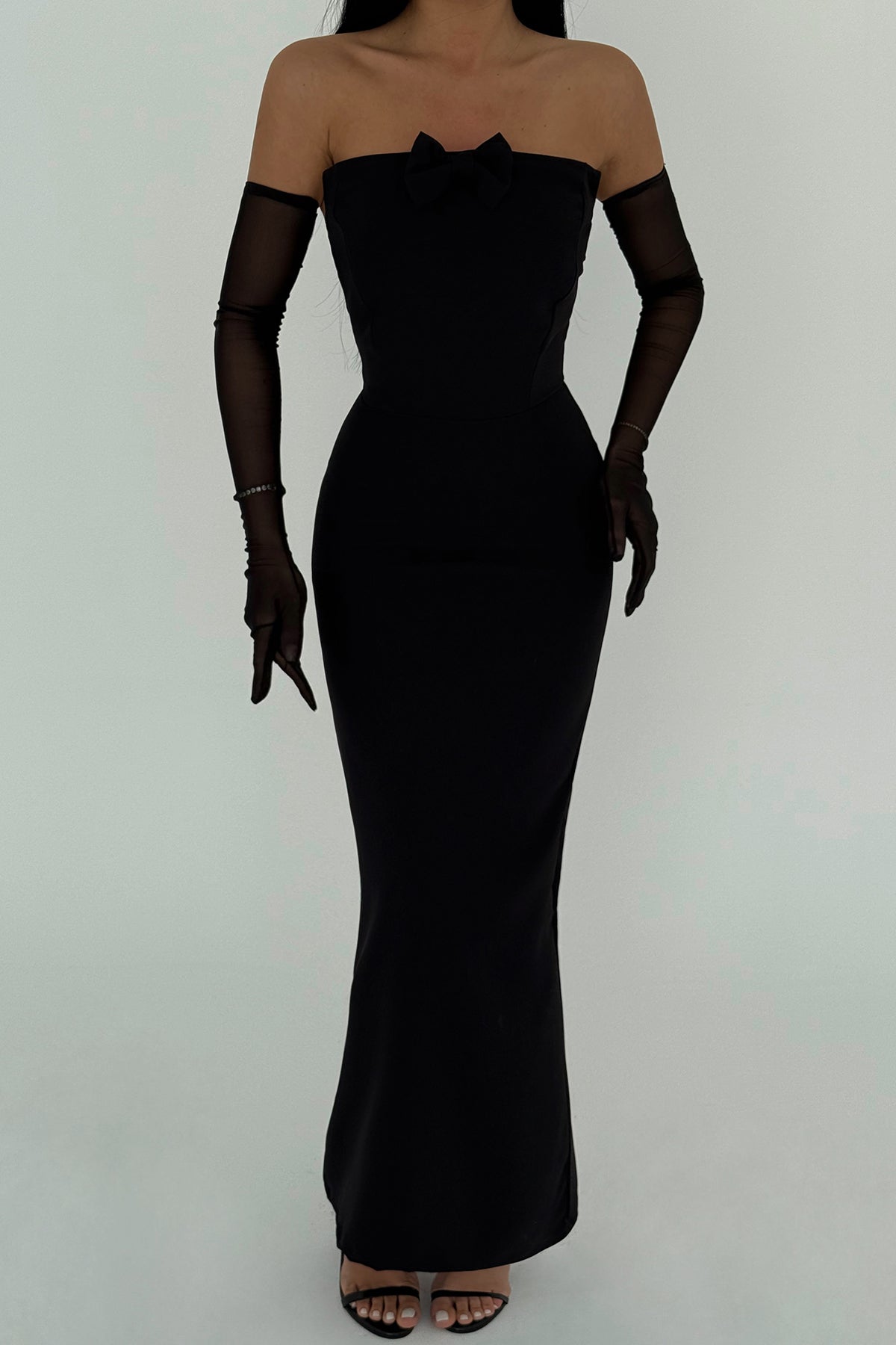 Siyah Enola Eldivenli Elbise ATE-2573