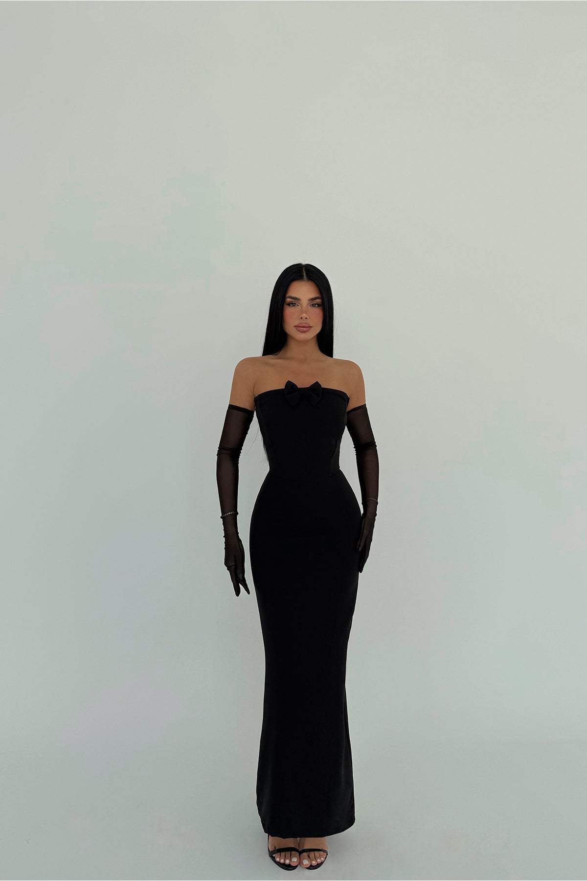 Siyah Enola Eldivenli Elbise ATE-2573