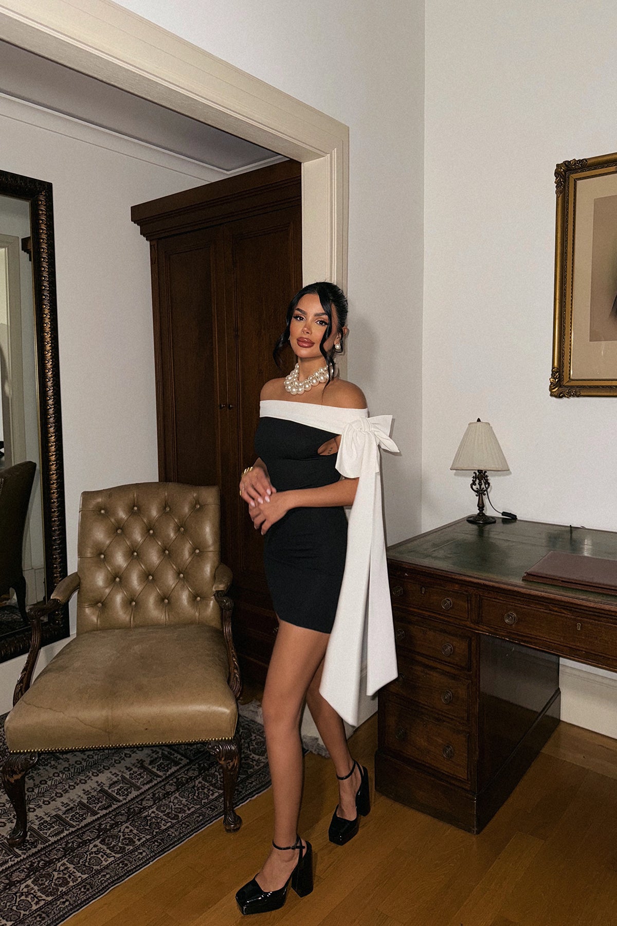 Siyah Delmira Fiyonk Elbise ATE-2141