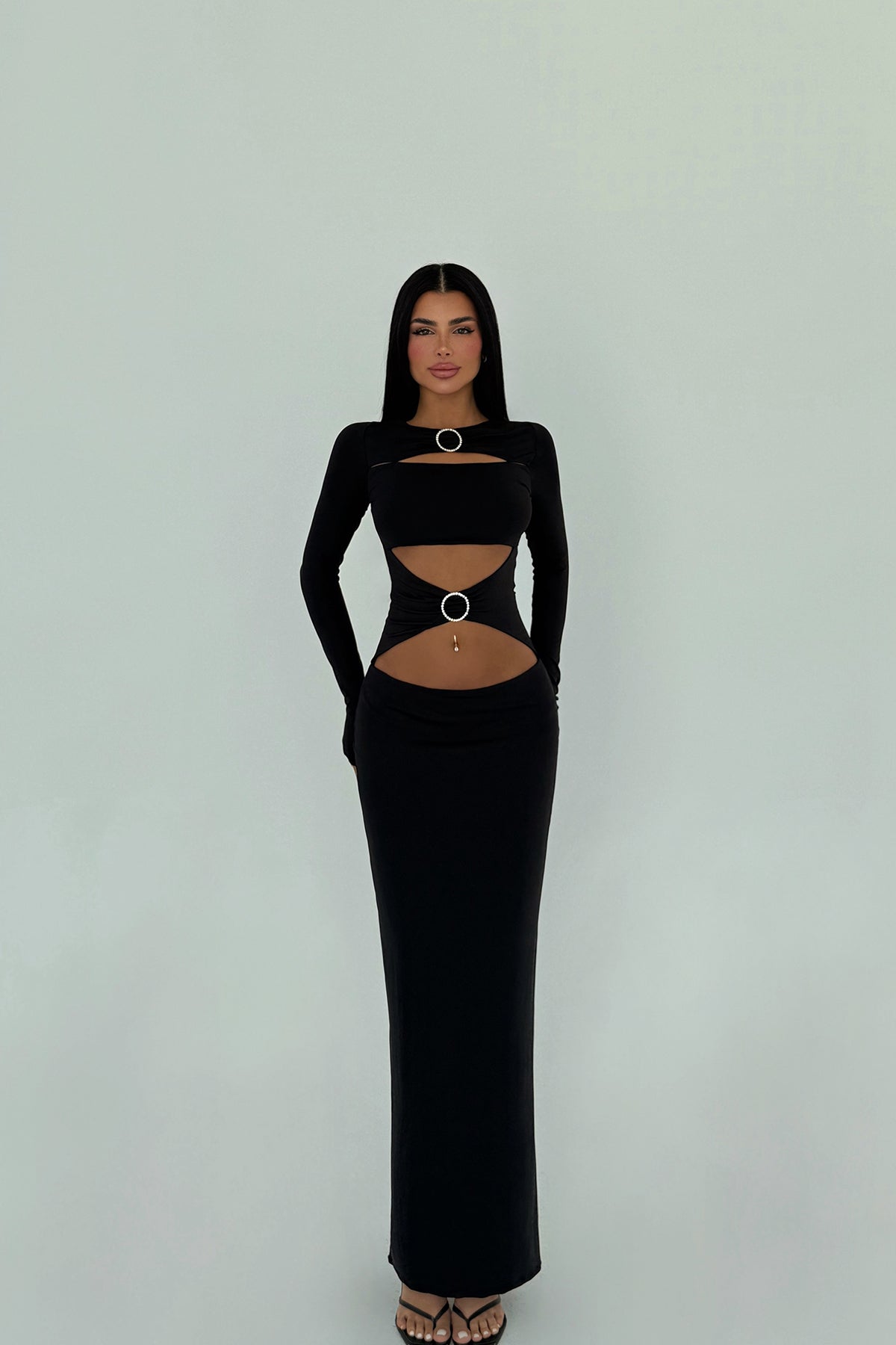 Siyah Marcelo Uzun Elbise ATE-2479