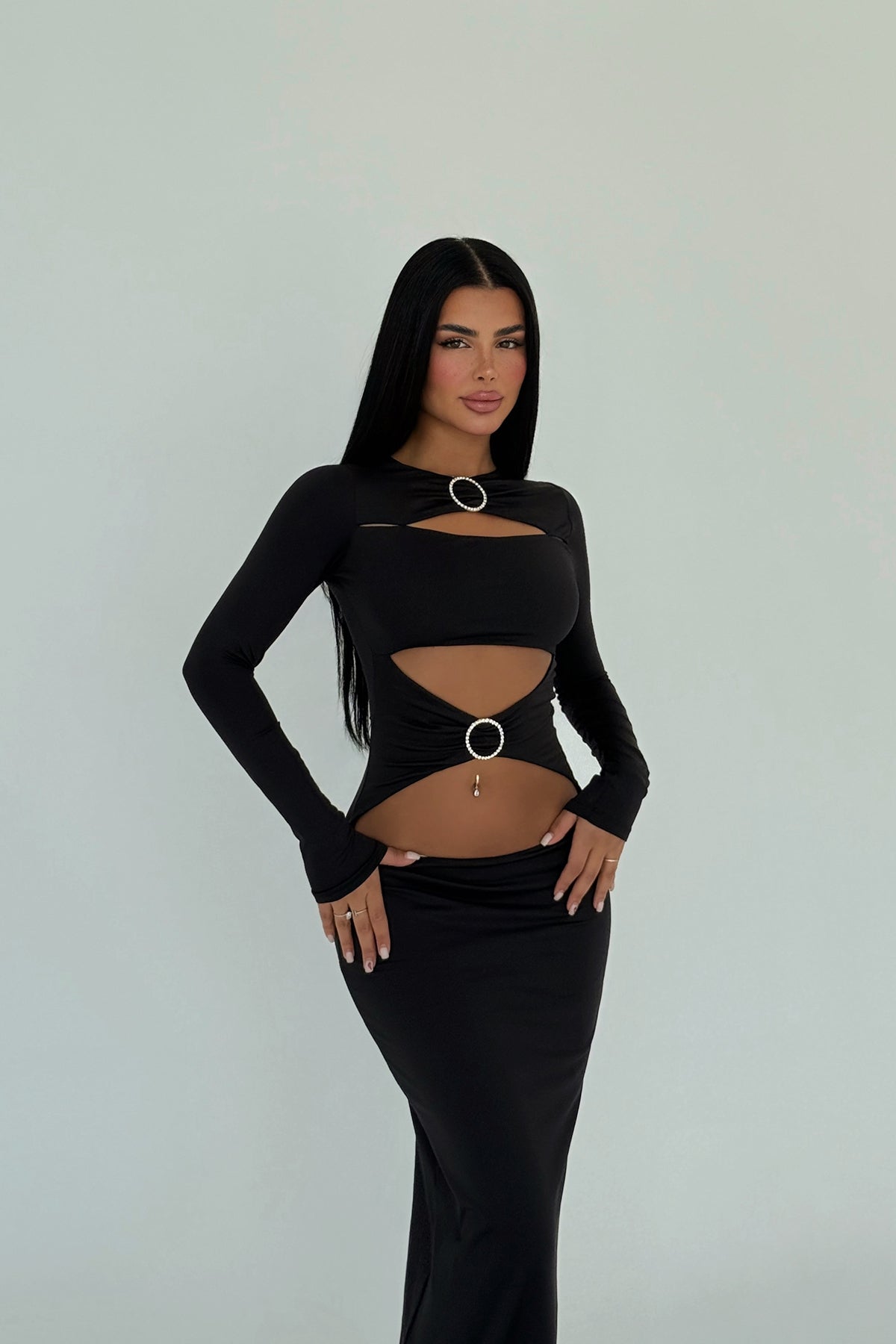 Siyah Marcelo Uzun Elbise ATE-2479