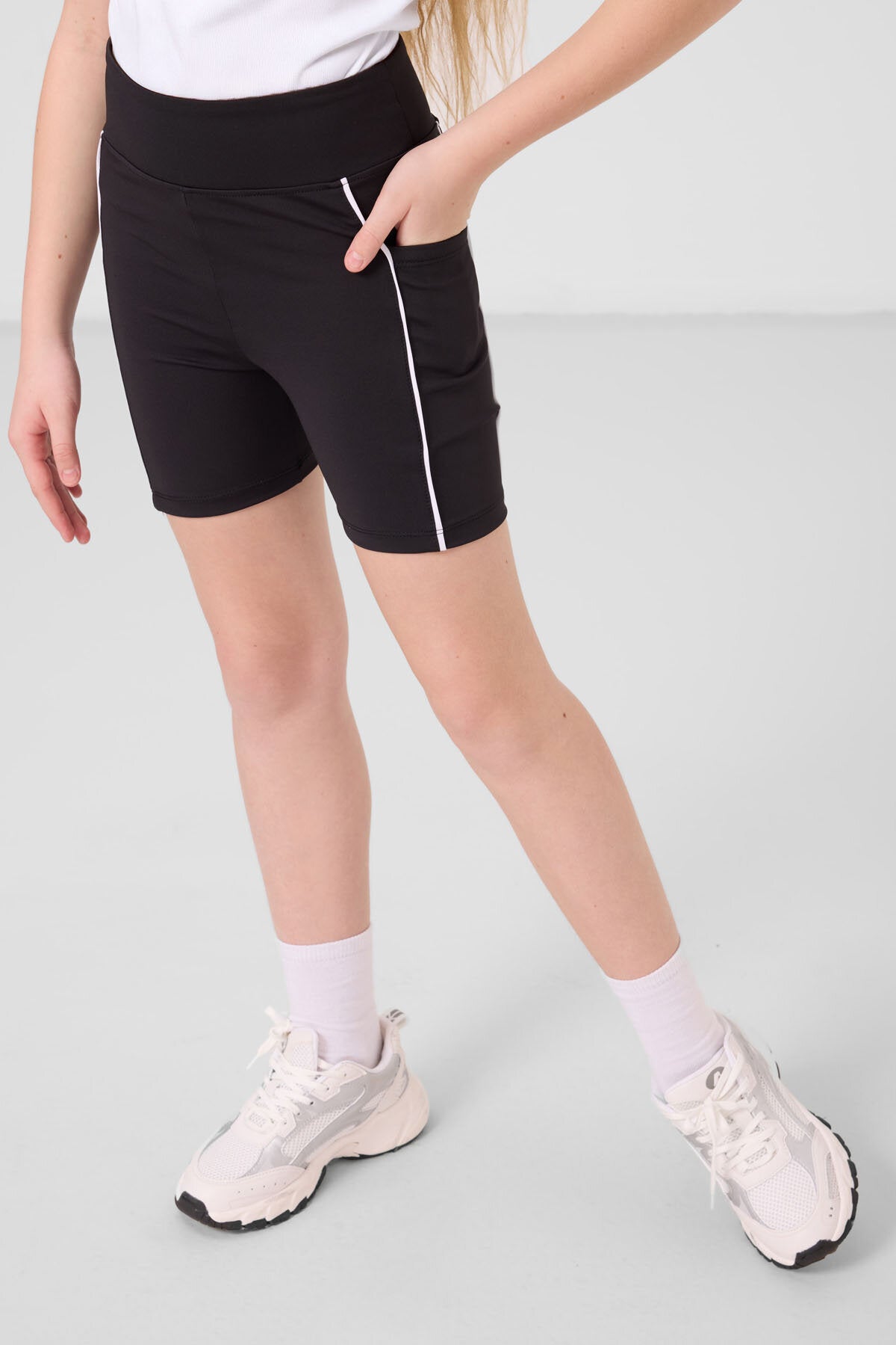 Siyah Esnek Standart Fit Basic Performans Kız Çocuk Tayt - 75189