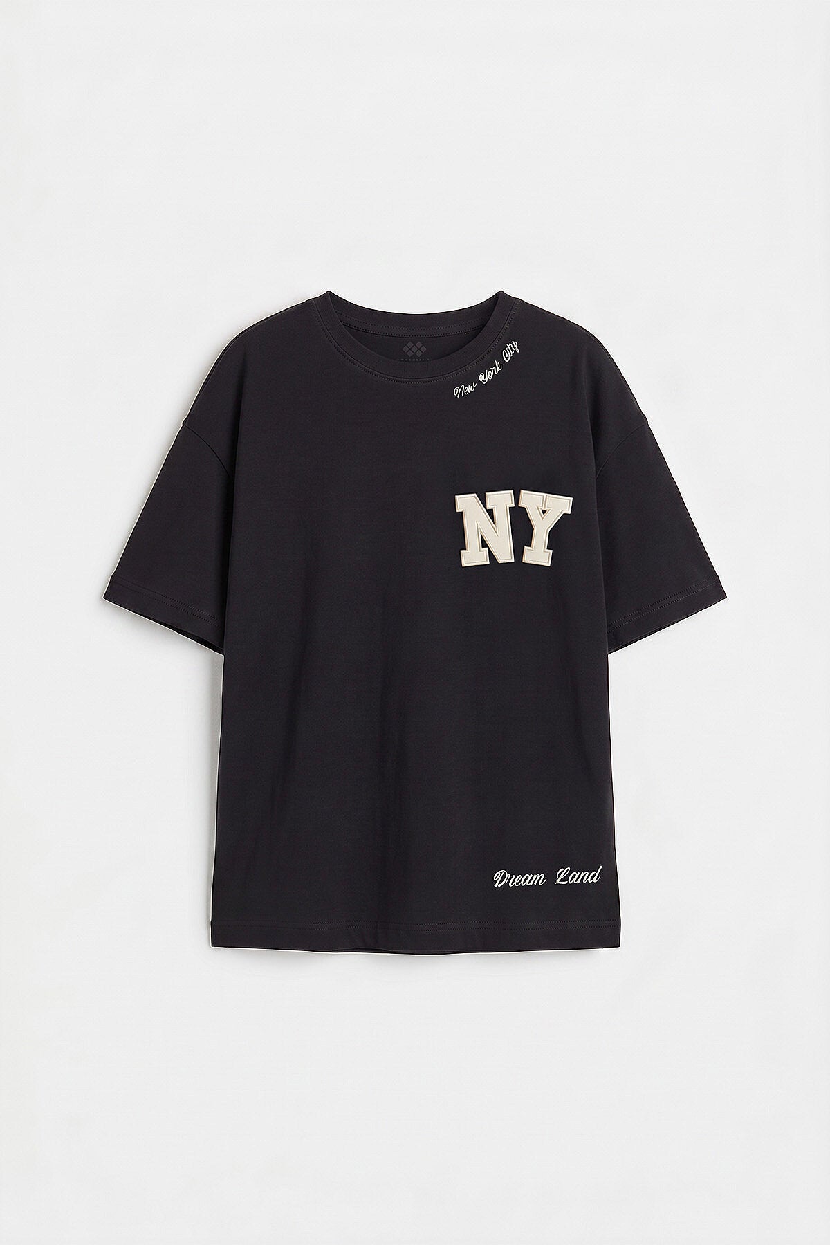 Siyah Oversize Kısa Kollu Baskılı Kız Çocuk T-Shirt - 75174