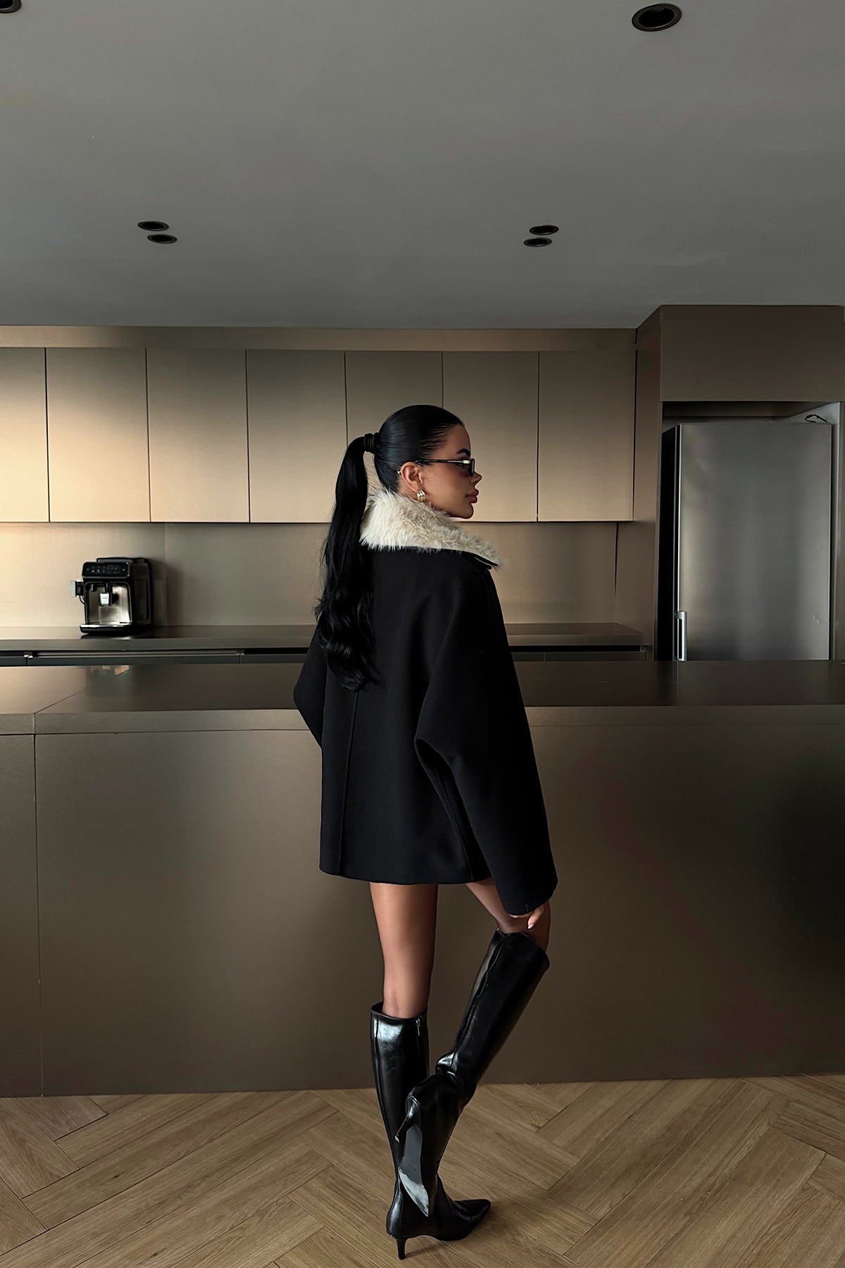 Siyah Kürk Detay Ceket ATE-4737